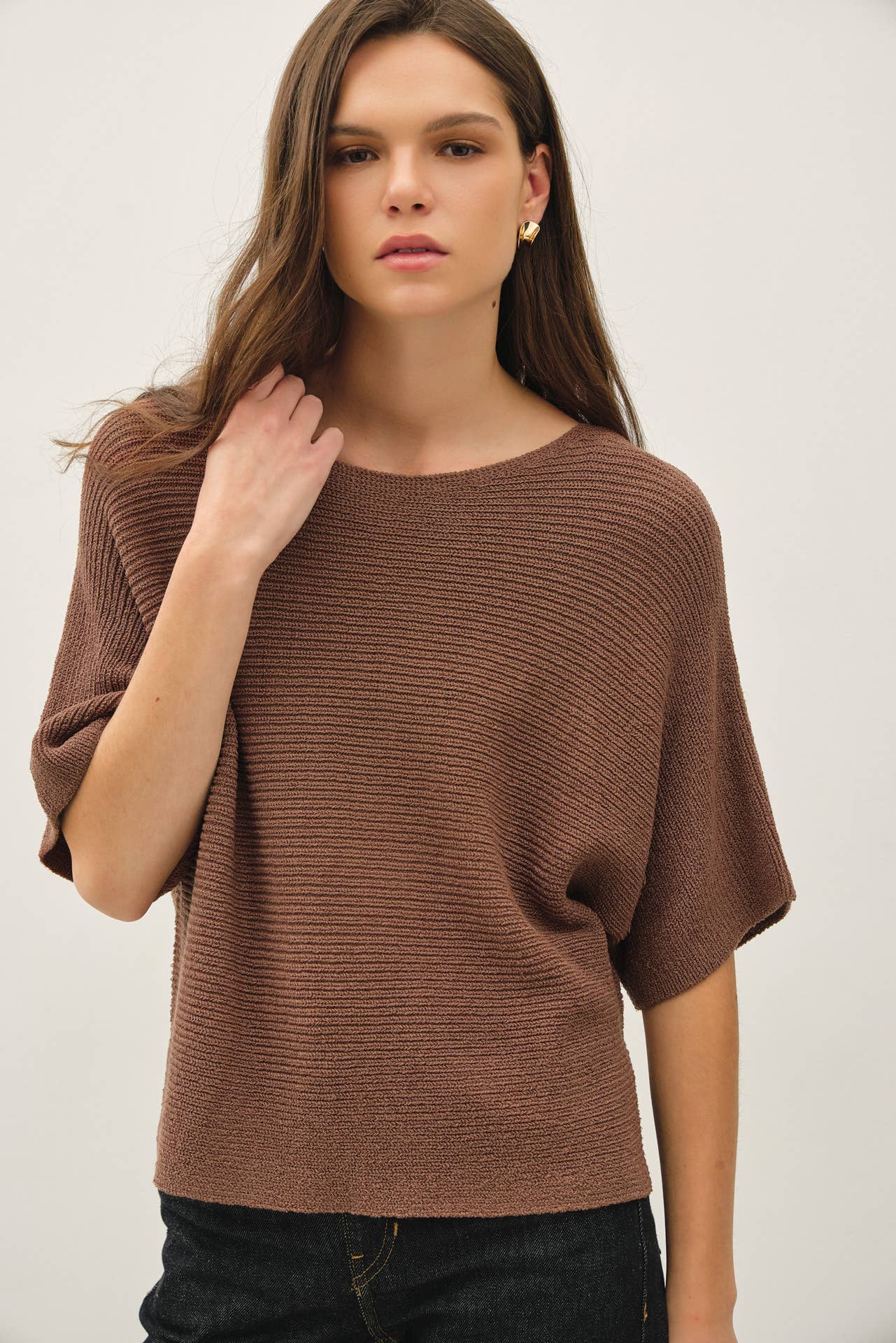 Daphne Ribbed Dolman Sweater