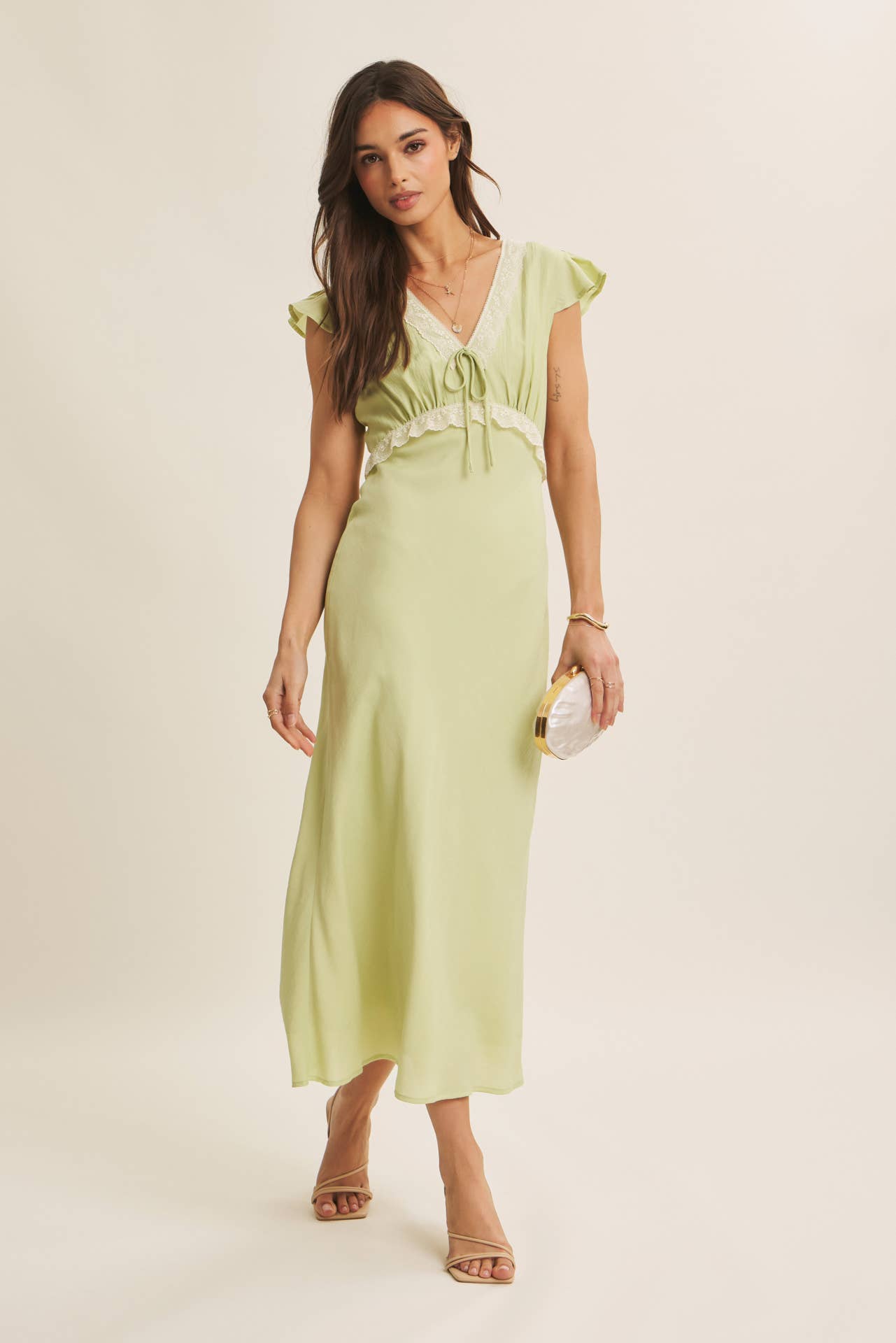 Lori Lace Trimmed Midi Dress
