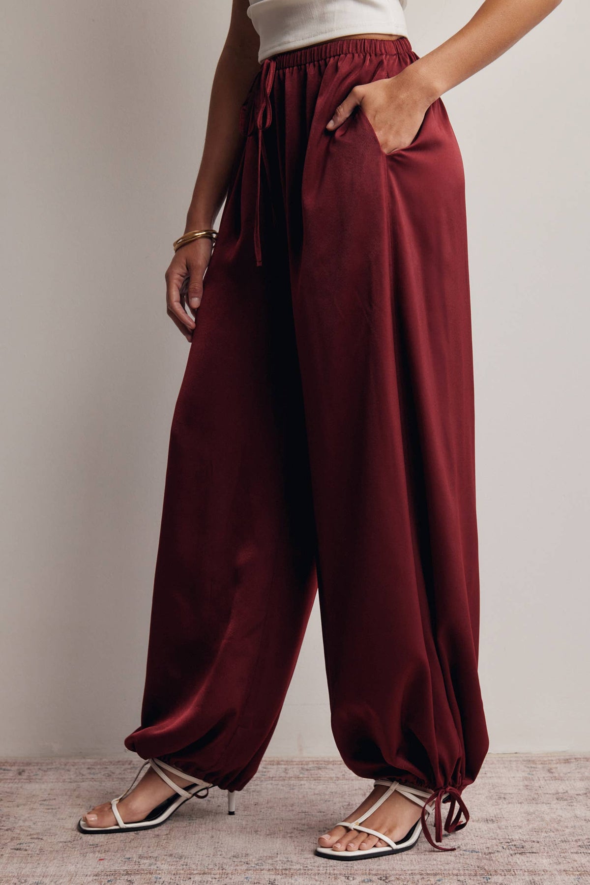 Claudia Wide Leg Tie Hem Pants