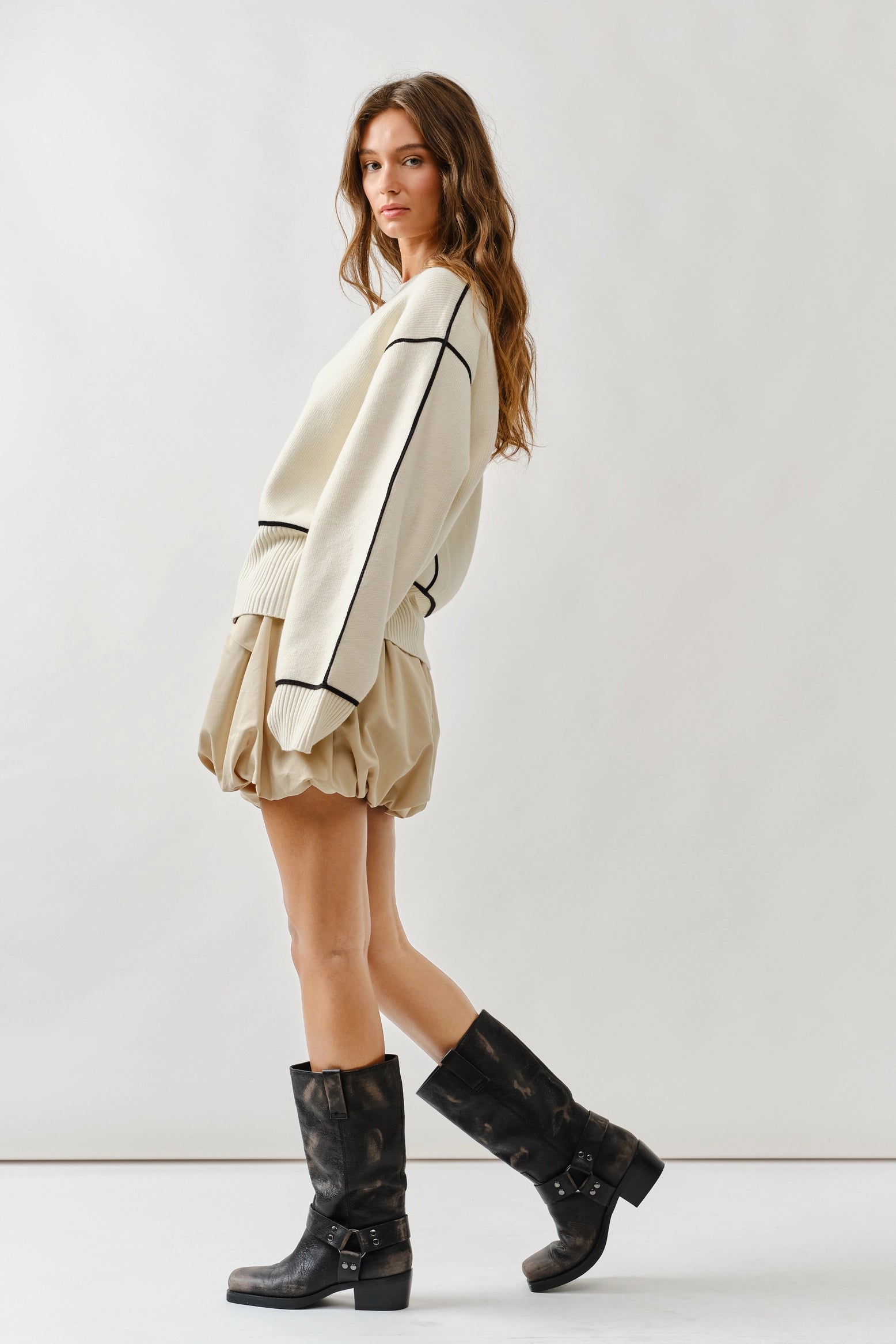 Abby Oversized Contrast Stitched Sweater