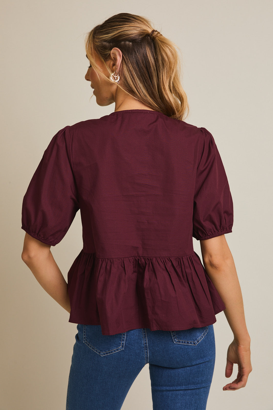Ashley Front Tie Puff Sleeve Top