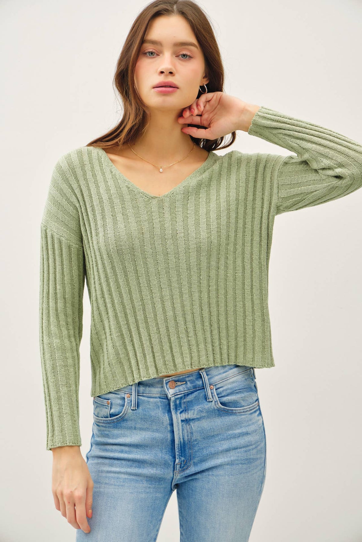 Verity Ribbed V Neck Sweater