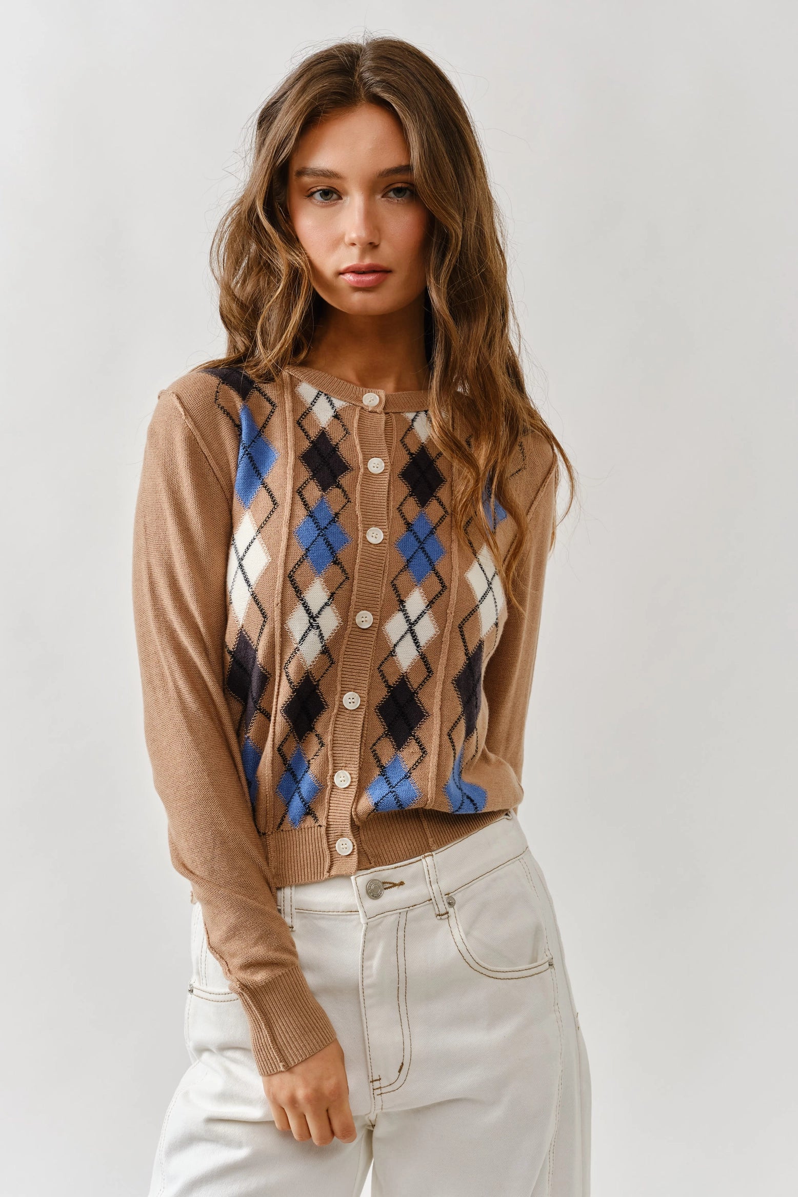 Mary Relaxed Fit Argyle Cardigan