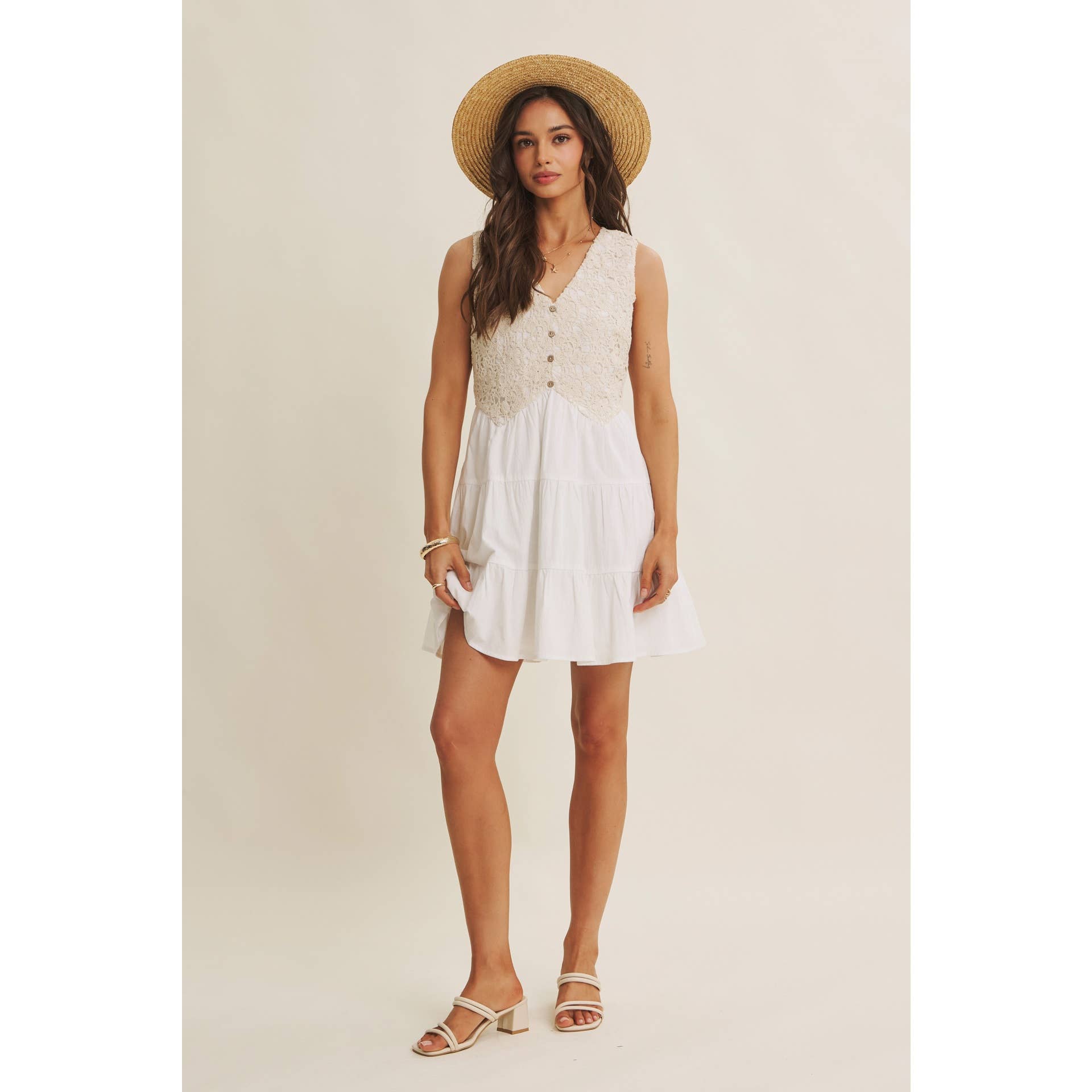 Josephine Cotton Crochet Mini Dress