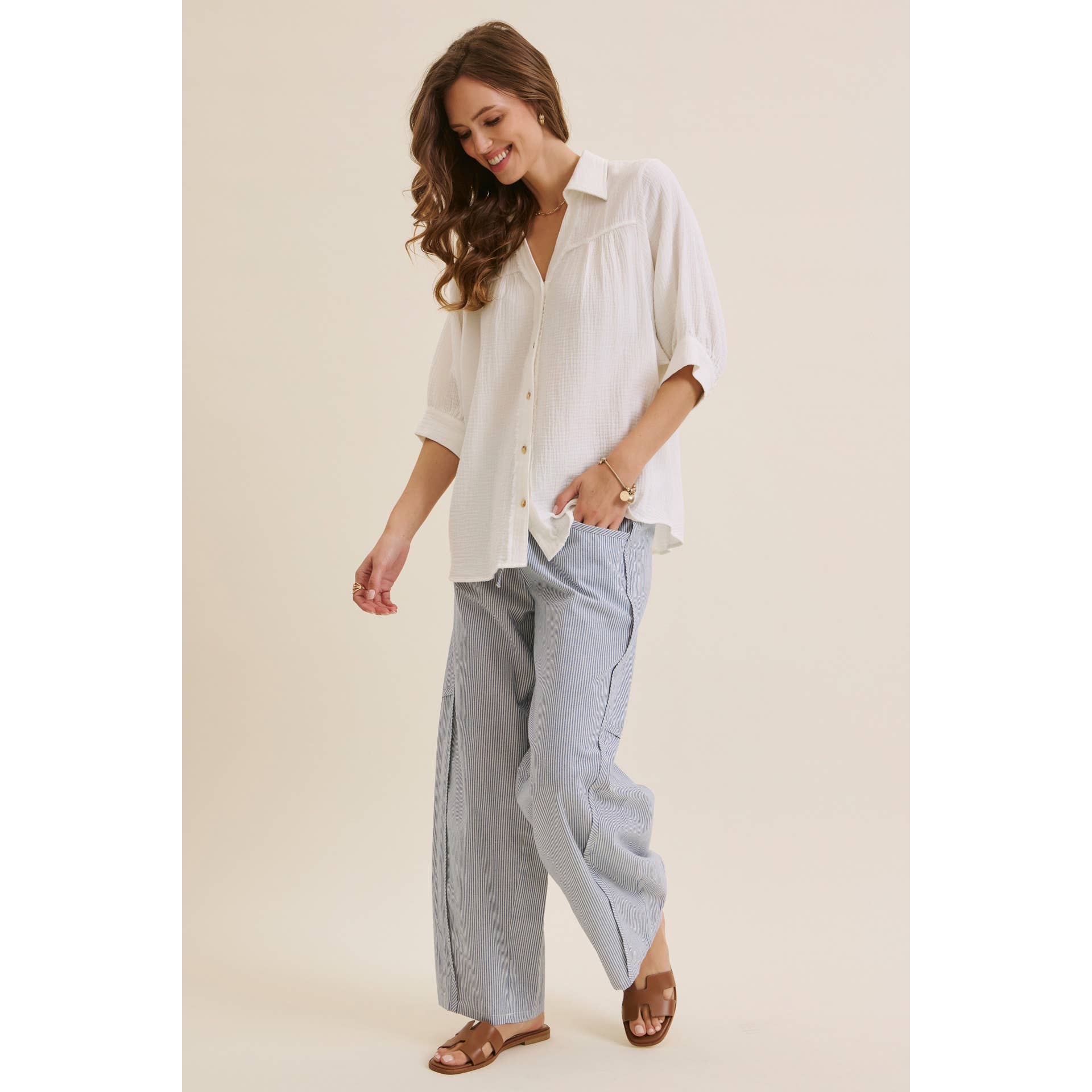 Maya Striped Barrel Pants