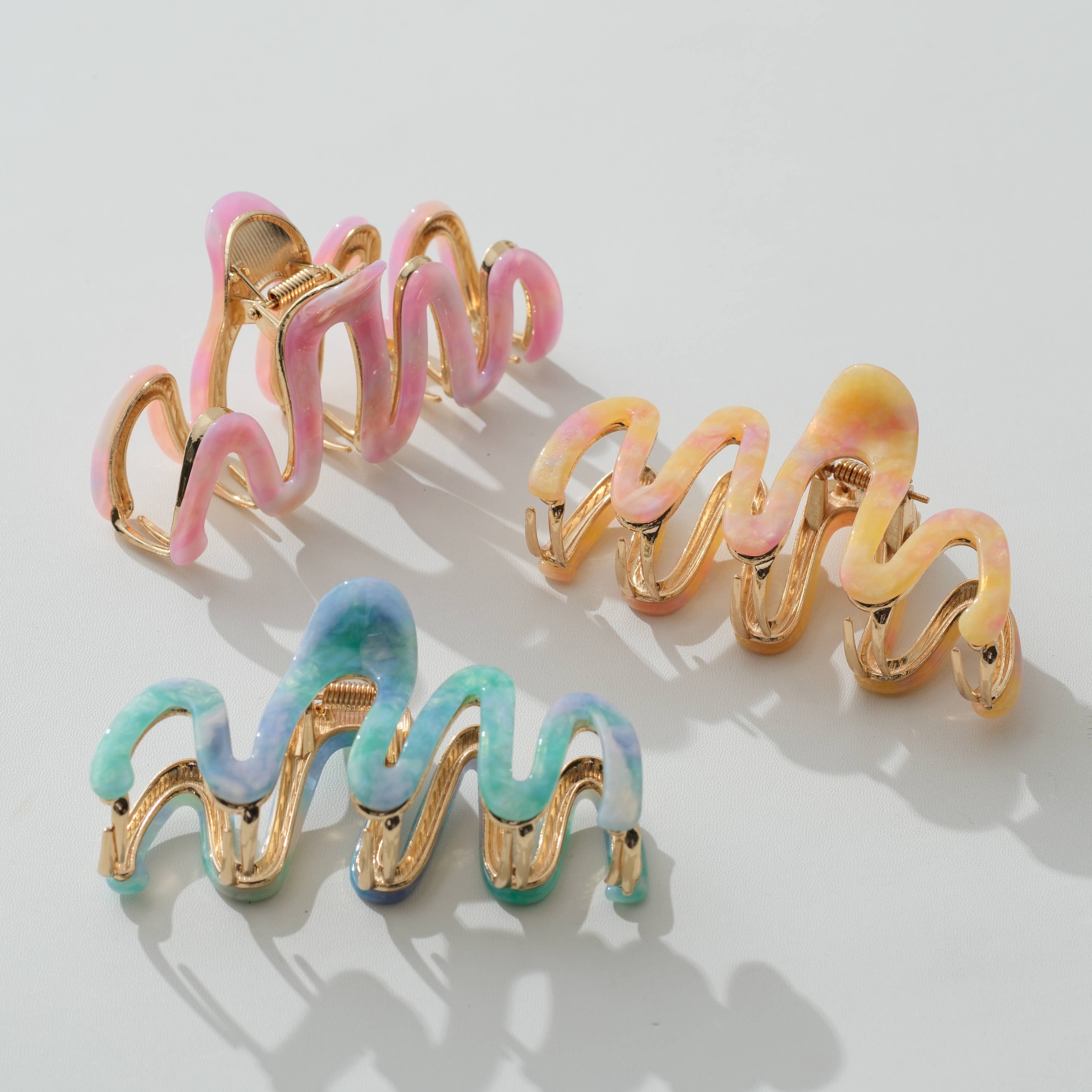 Willow Island Sun Metal Large Squiggle Claw Clip