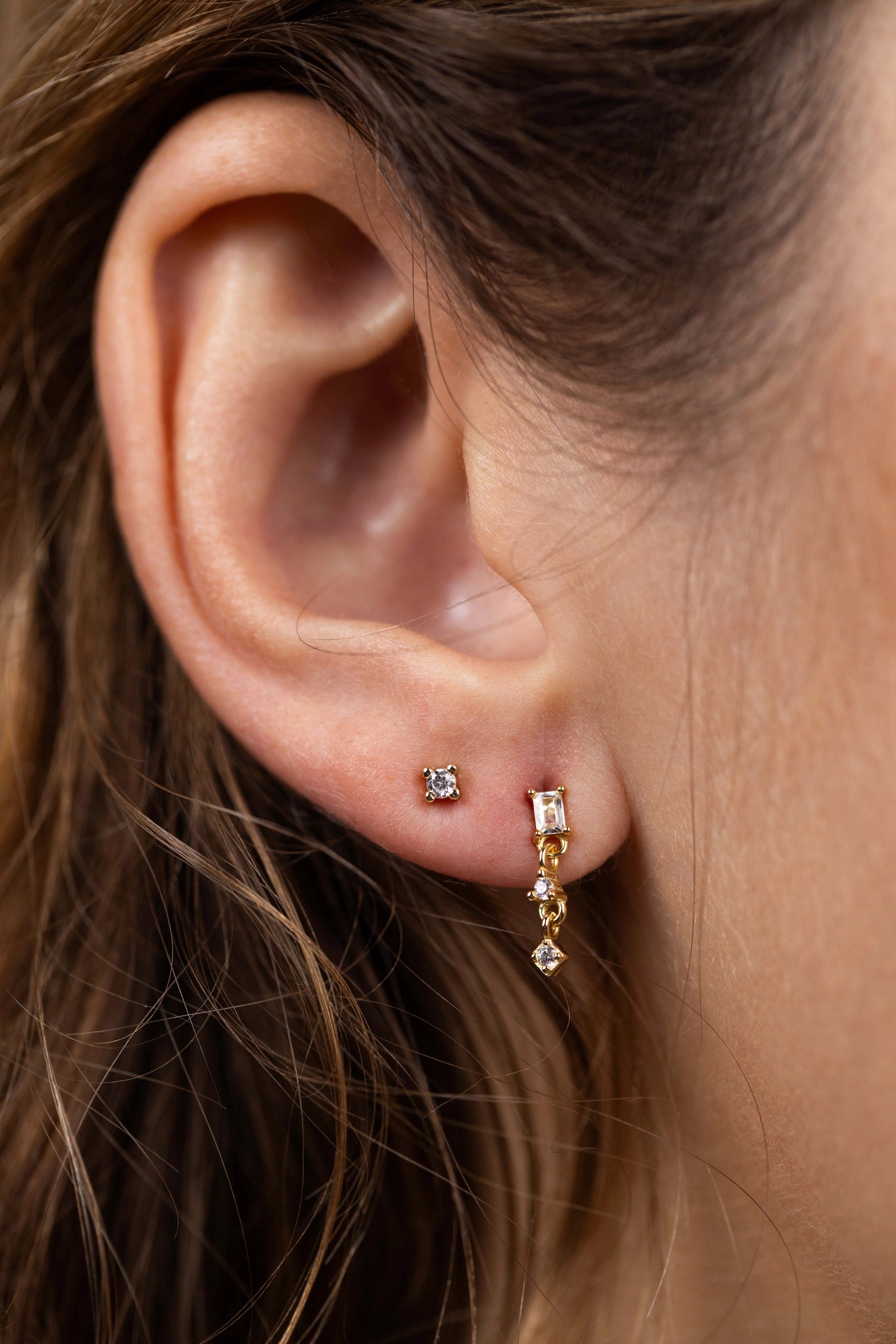 Mini Baguette Drop Earrings