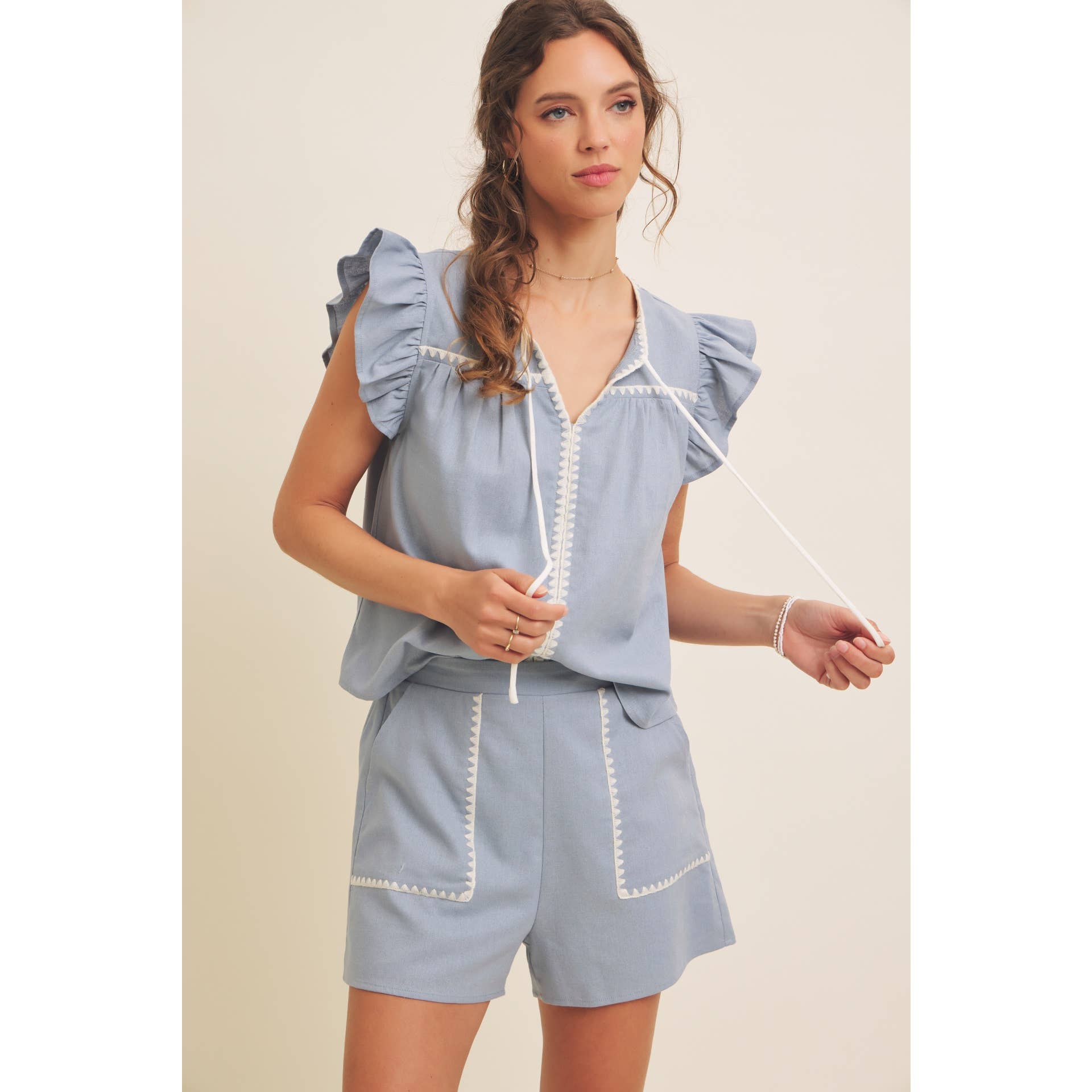 Riley Embroidered Linen Shorts