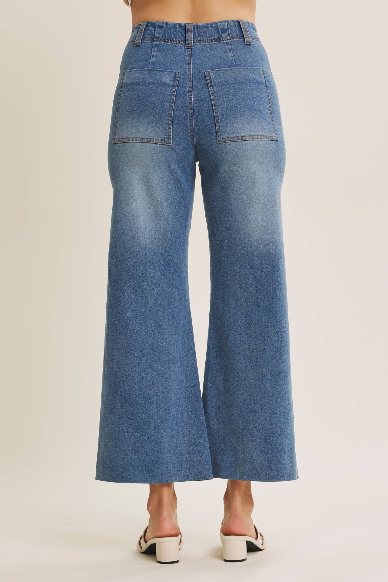 Monroe Pintuck Ankle Length Wide Leg Jean