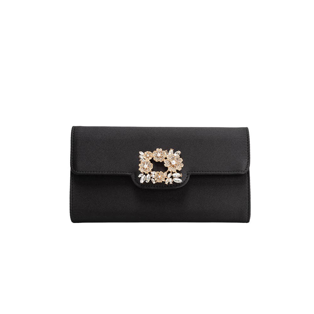 Elodie Black Satin Crossbody Bag
