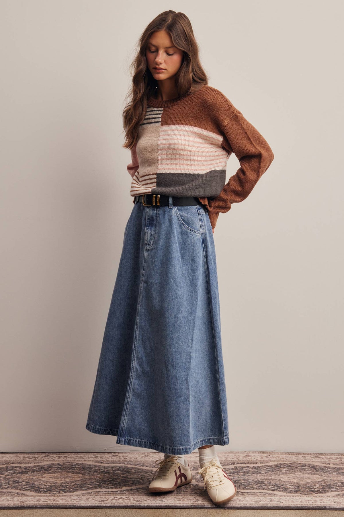 Trina Colorblock Mixed Stripe Sweater