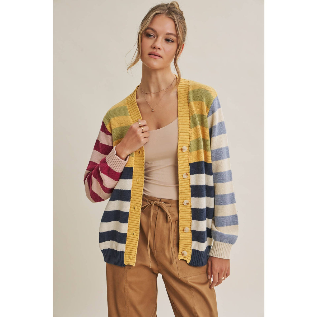 Sally Colorblock Striped Cardigan
