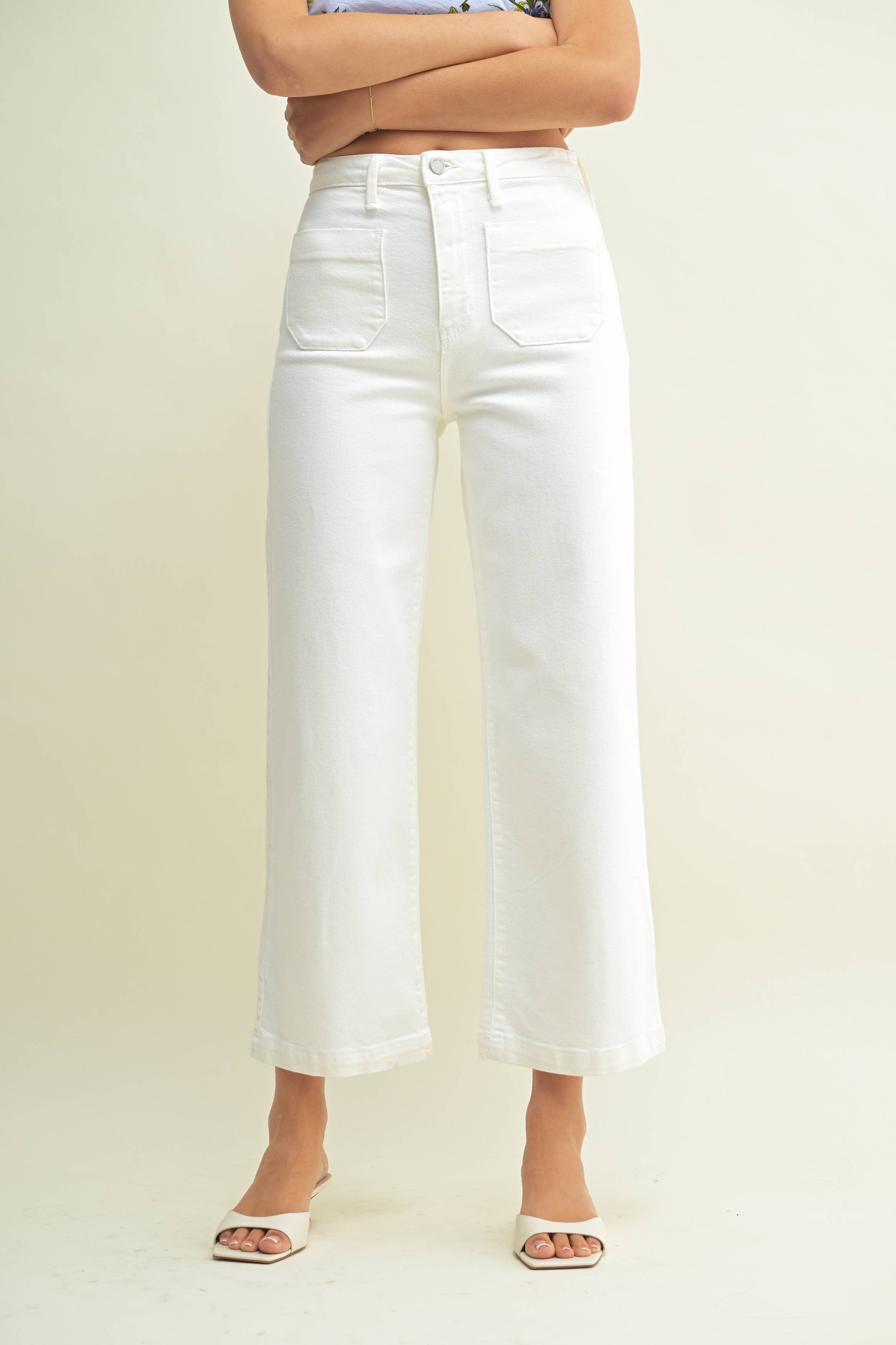 June Patch Pocket Wide Leg Pant in Off White