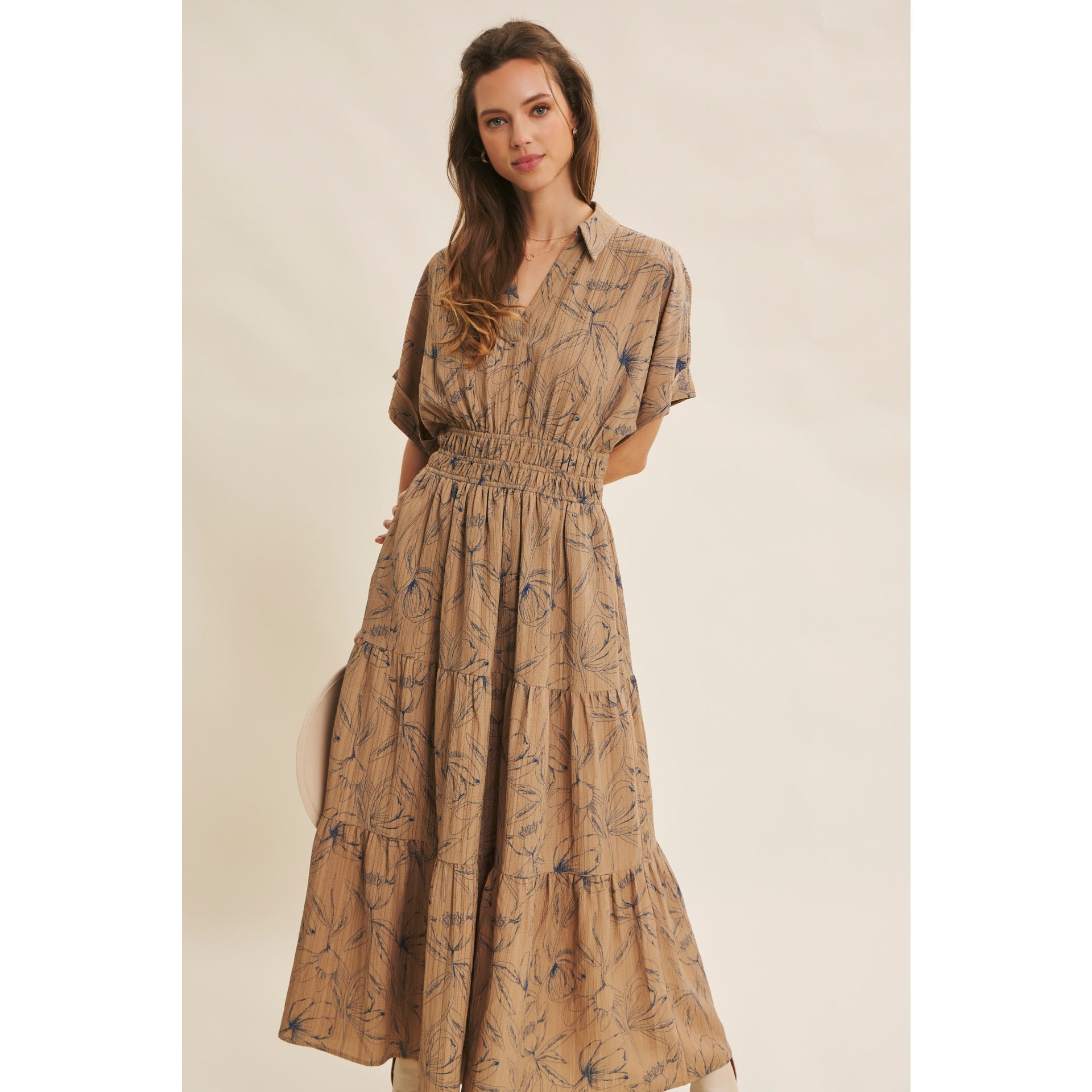 Carmen Dolman Sleeve Floral Maxi Dress