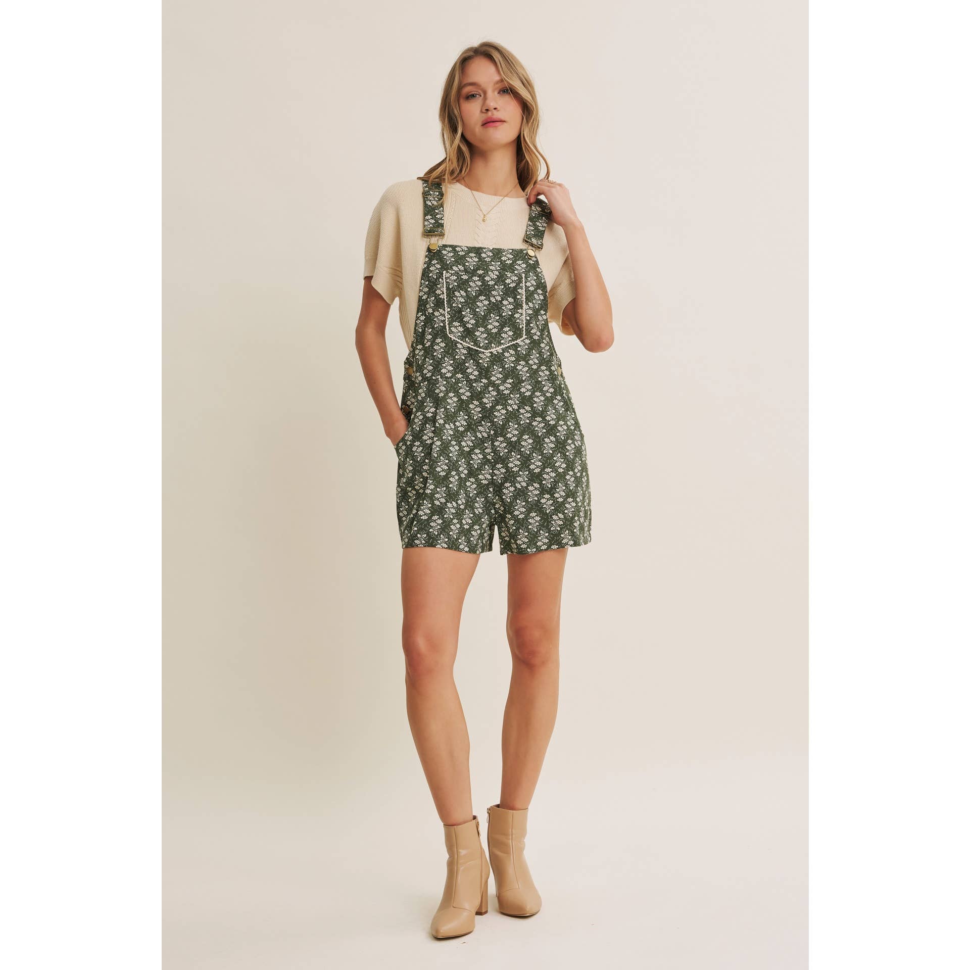 Kimmy Floral Short Overalls