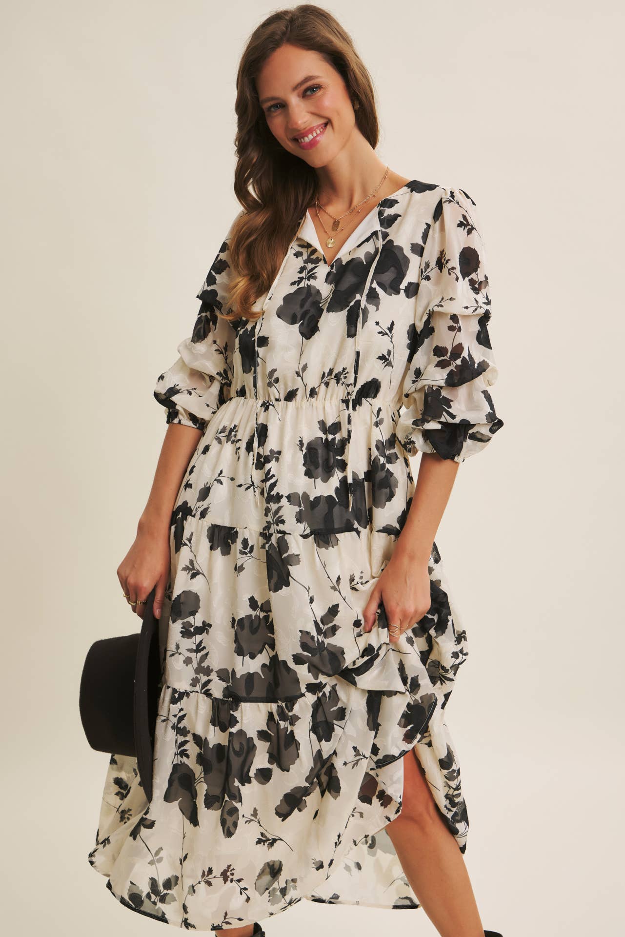 Lauren Jacquard Floral Maxi Dress
