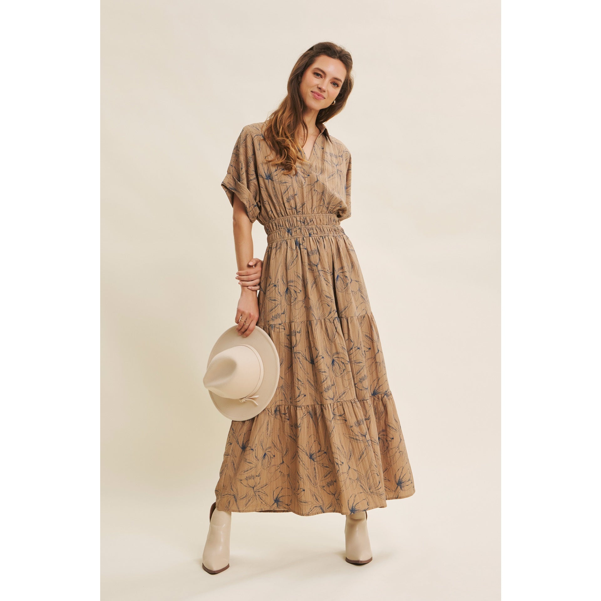 Carmen Dolman Sleeve Floral Maxi Dress
