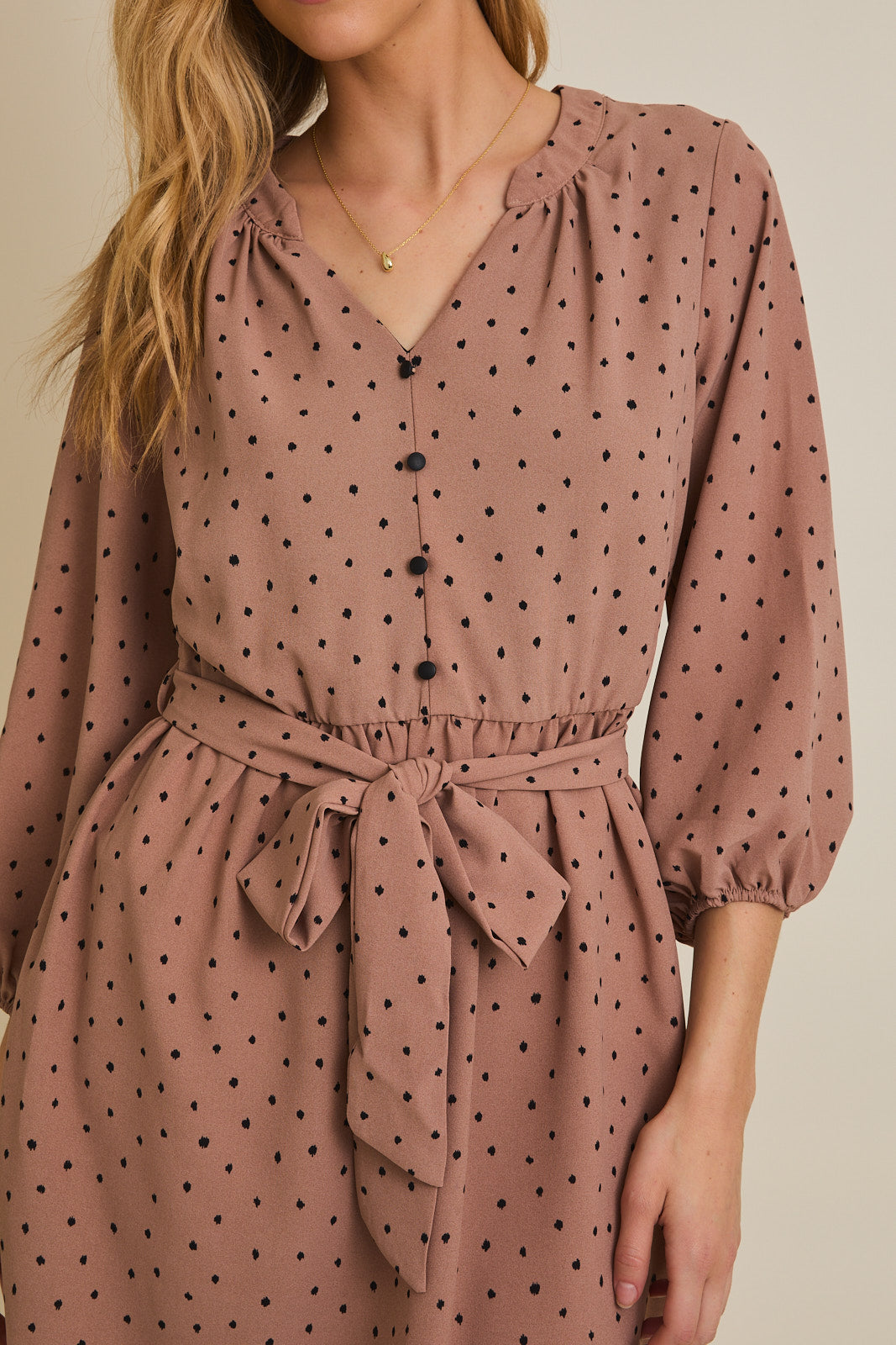 Caitlyn Shirred Polka Dot Mini Dress
