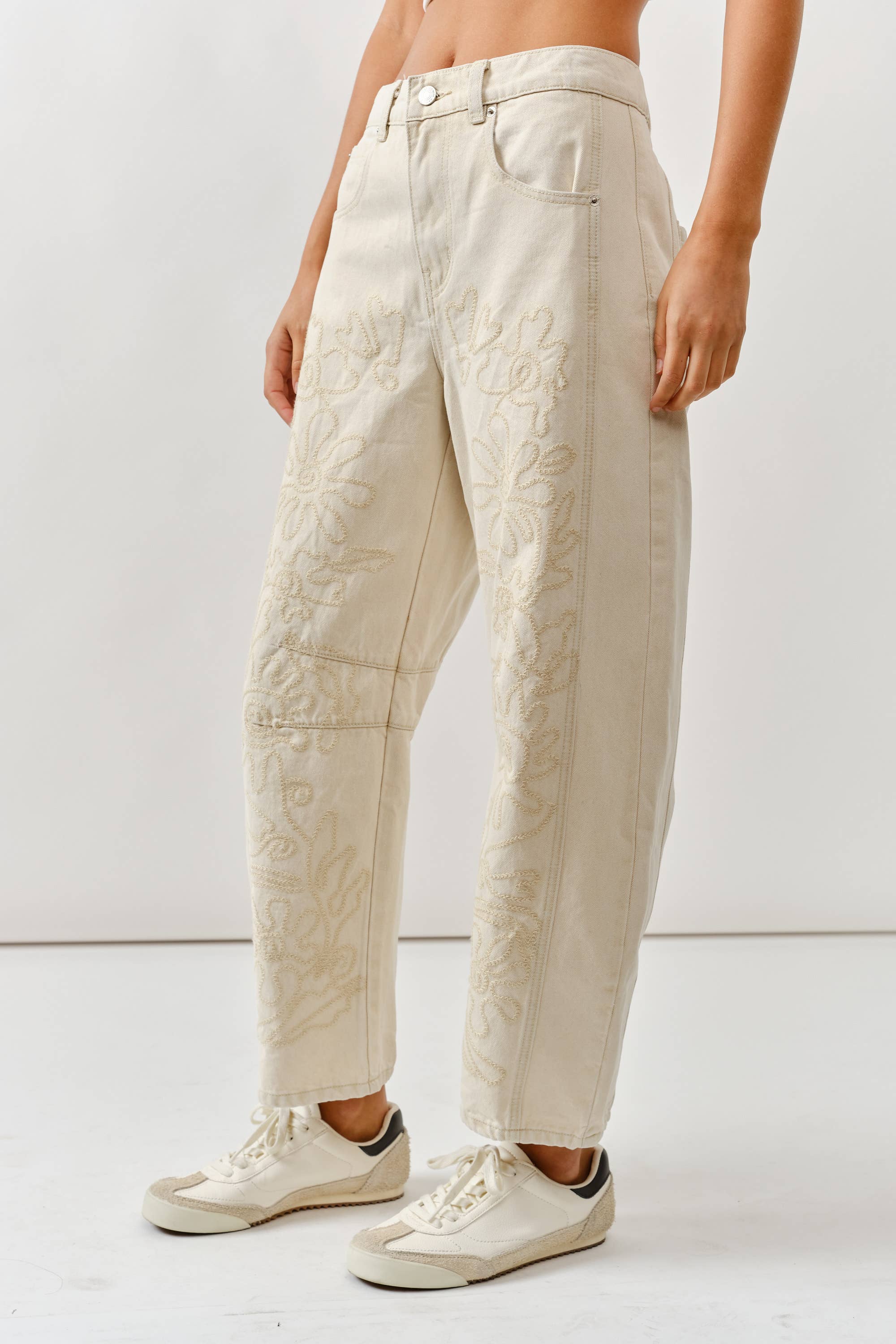 Norah Embroidered Barrel Pants