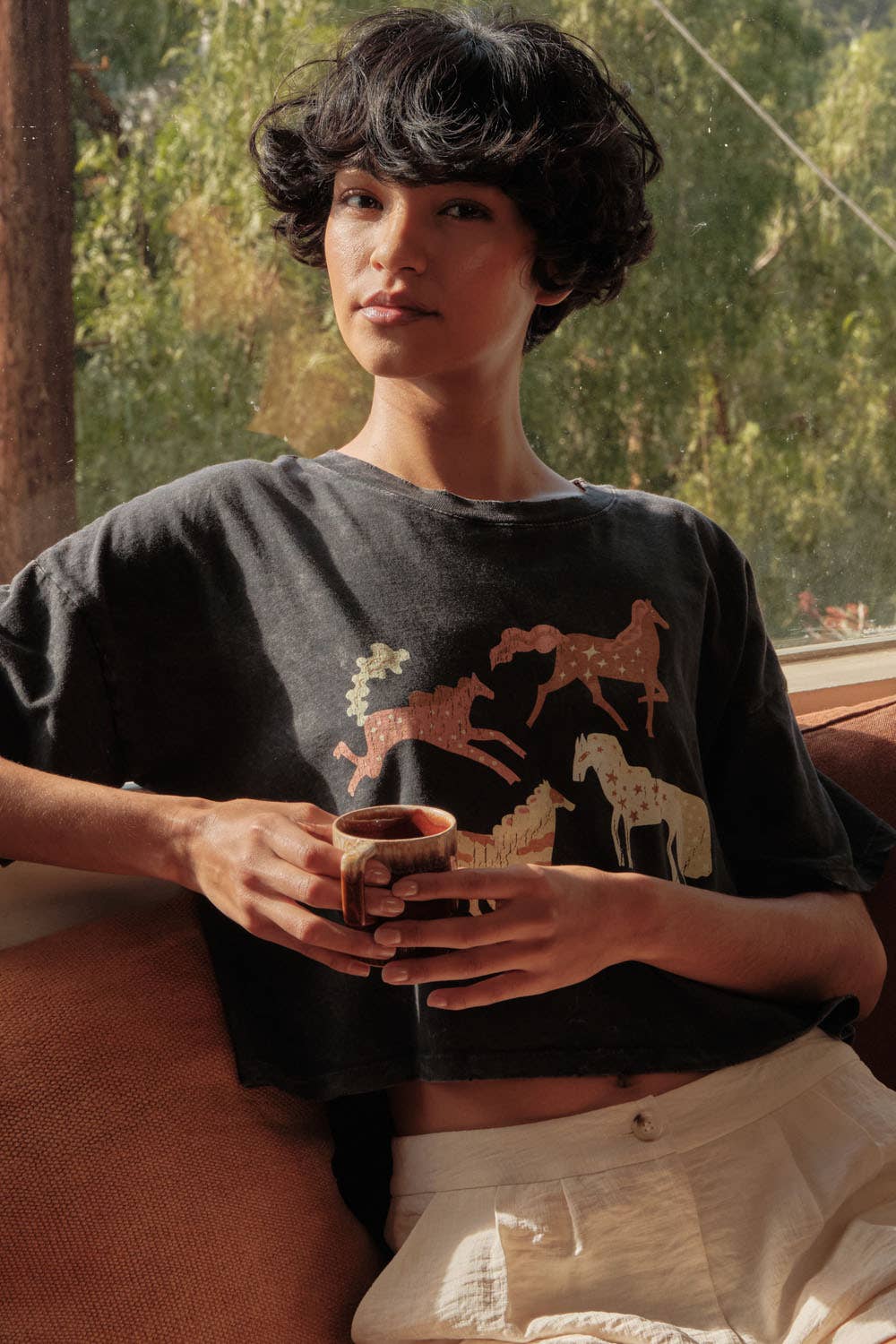Madalyn Painted Horses Graphic Crop Tee