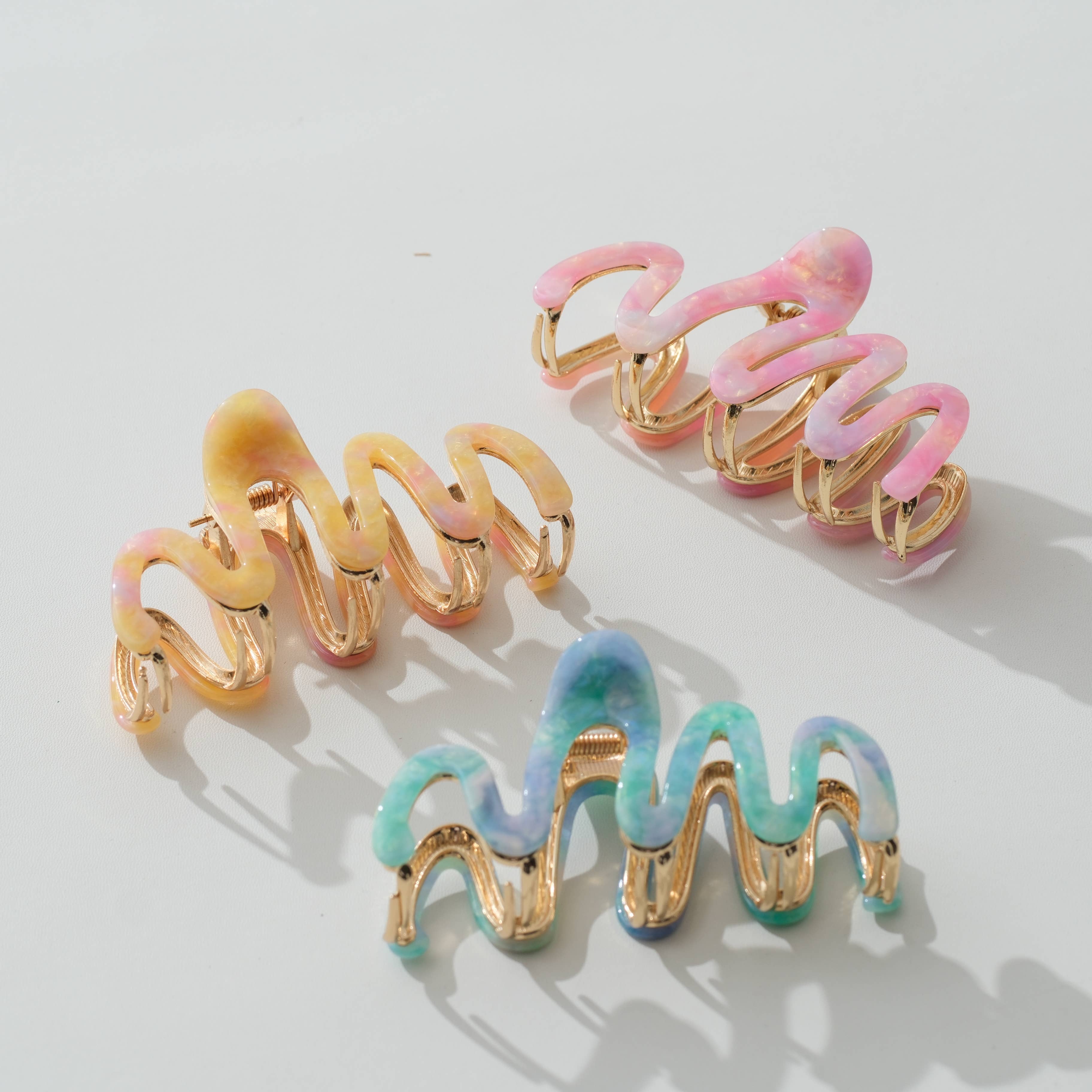 Willow Island Sun Metal Large Squiggle Claw Clip