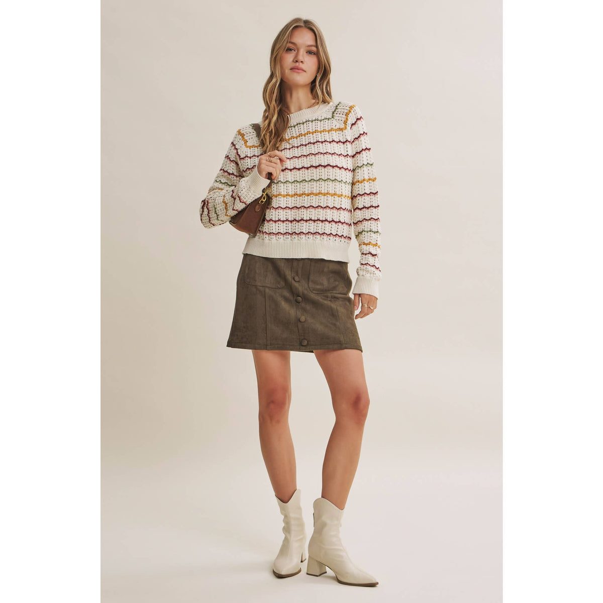 Clover Scallop Stripe Sweater