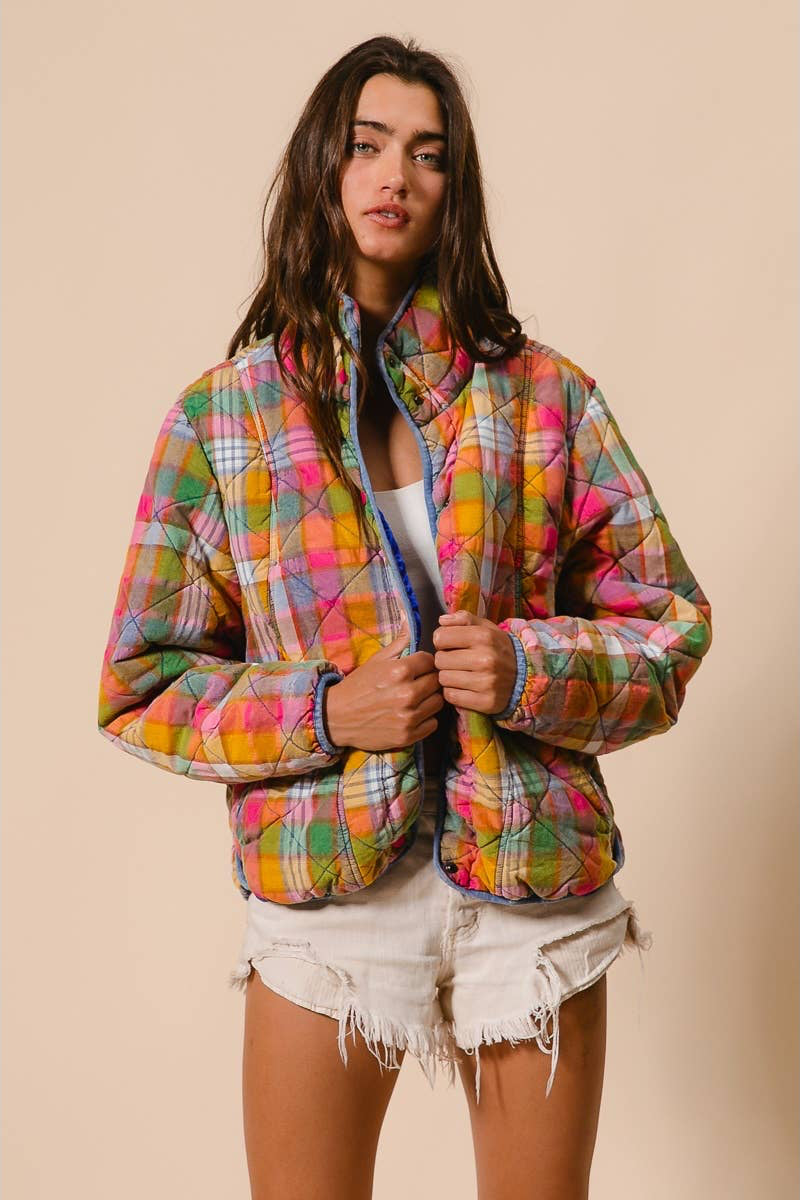 Dahlia Vintage Plaid Quilted Jacket