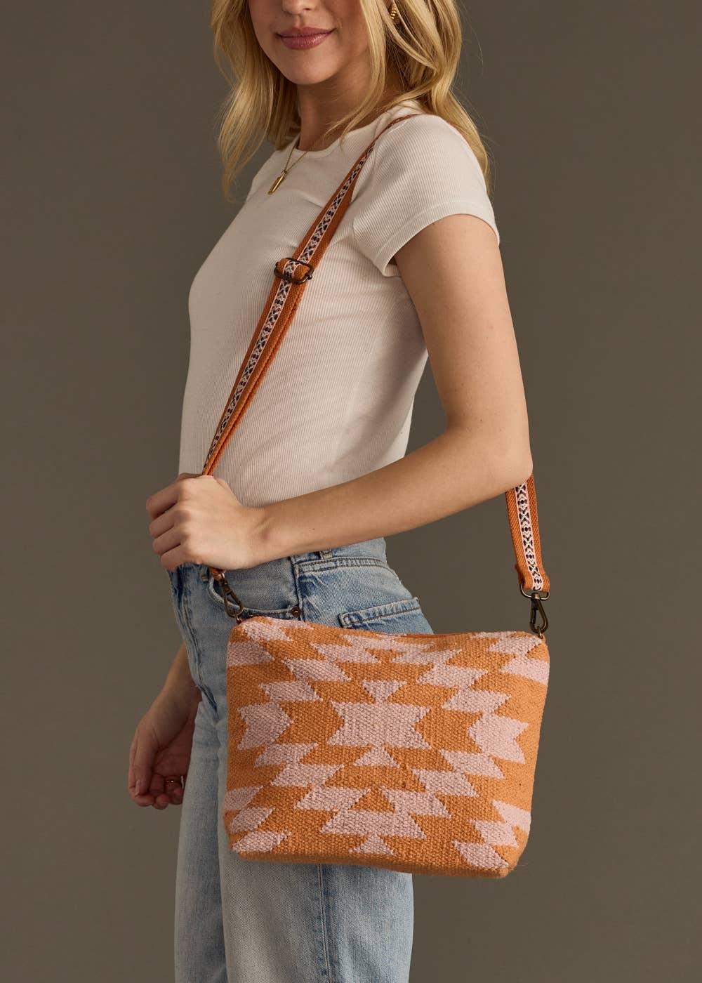 Orange & Lt. Pink Aztec Crossbody