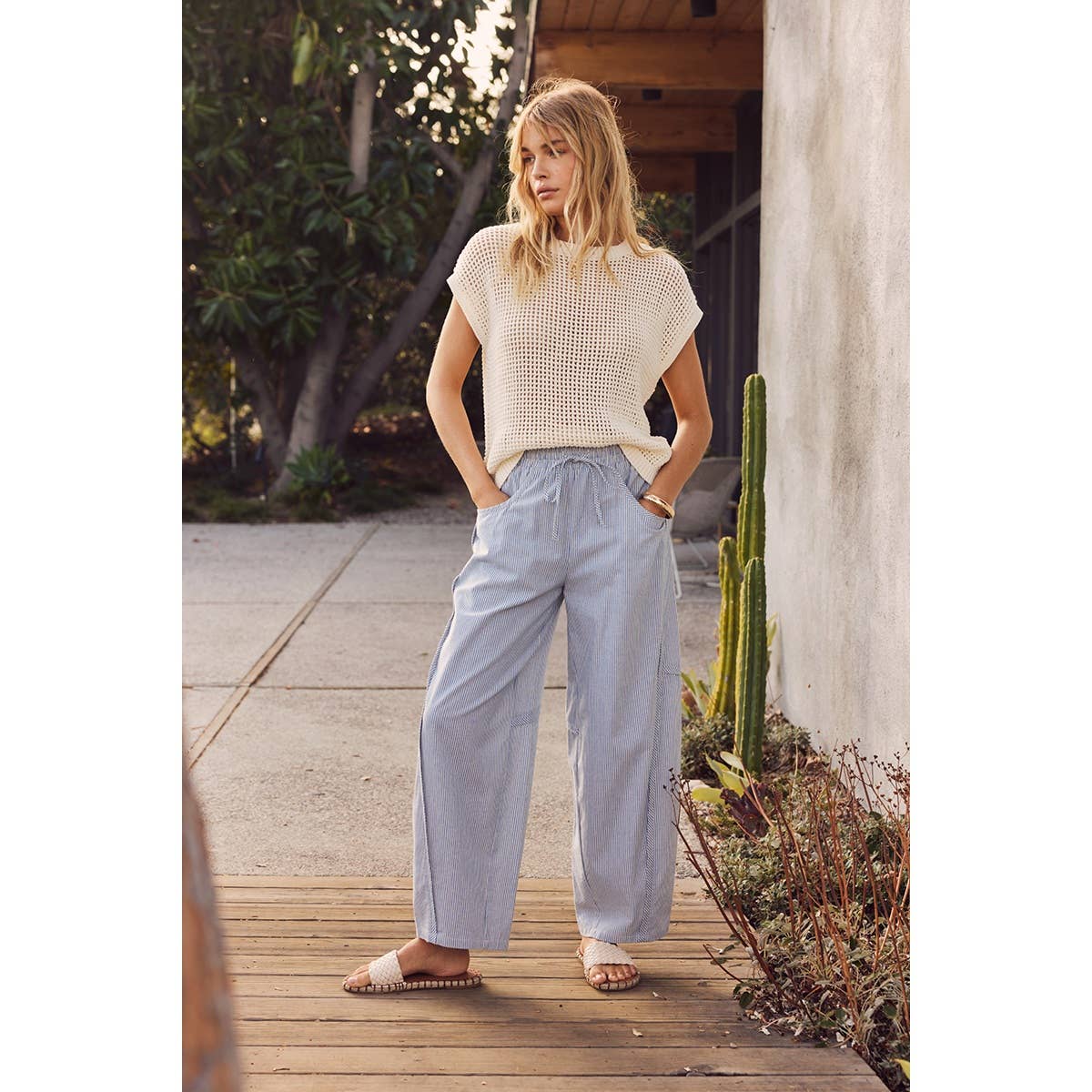 Maya Striped Barrel Pants