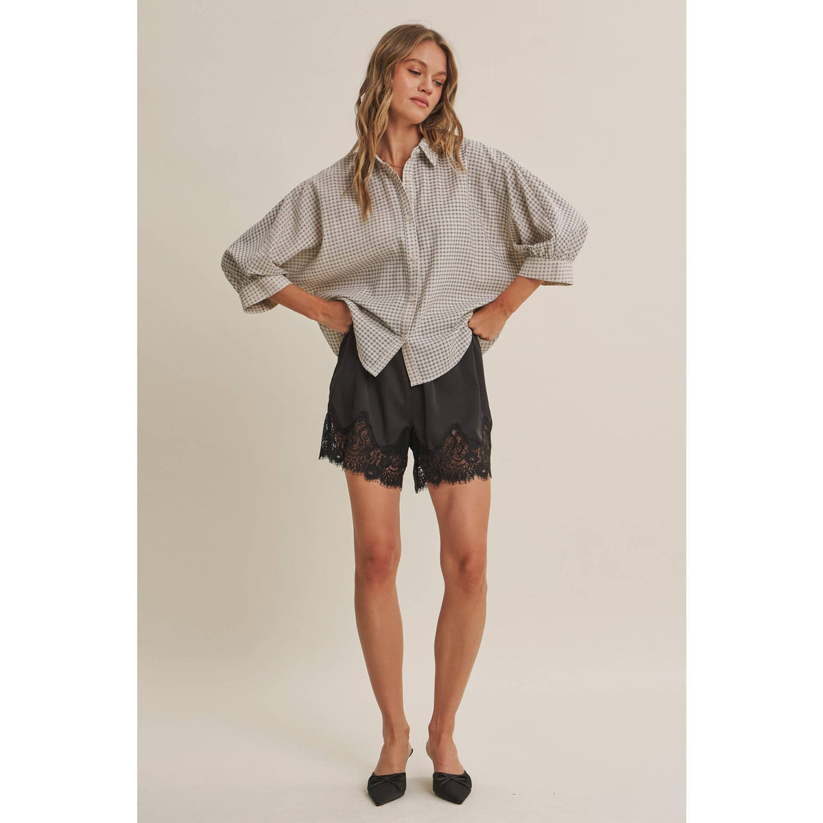Delta Plaid Dolman Button Down