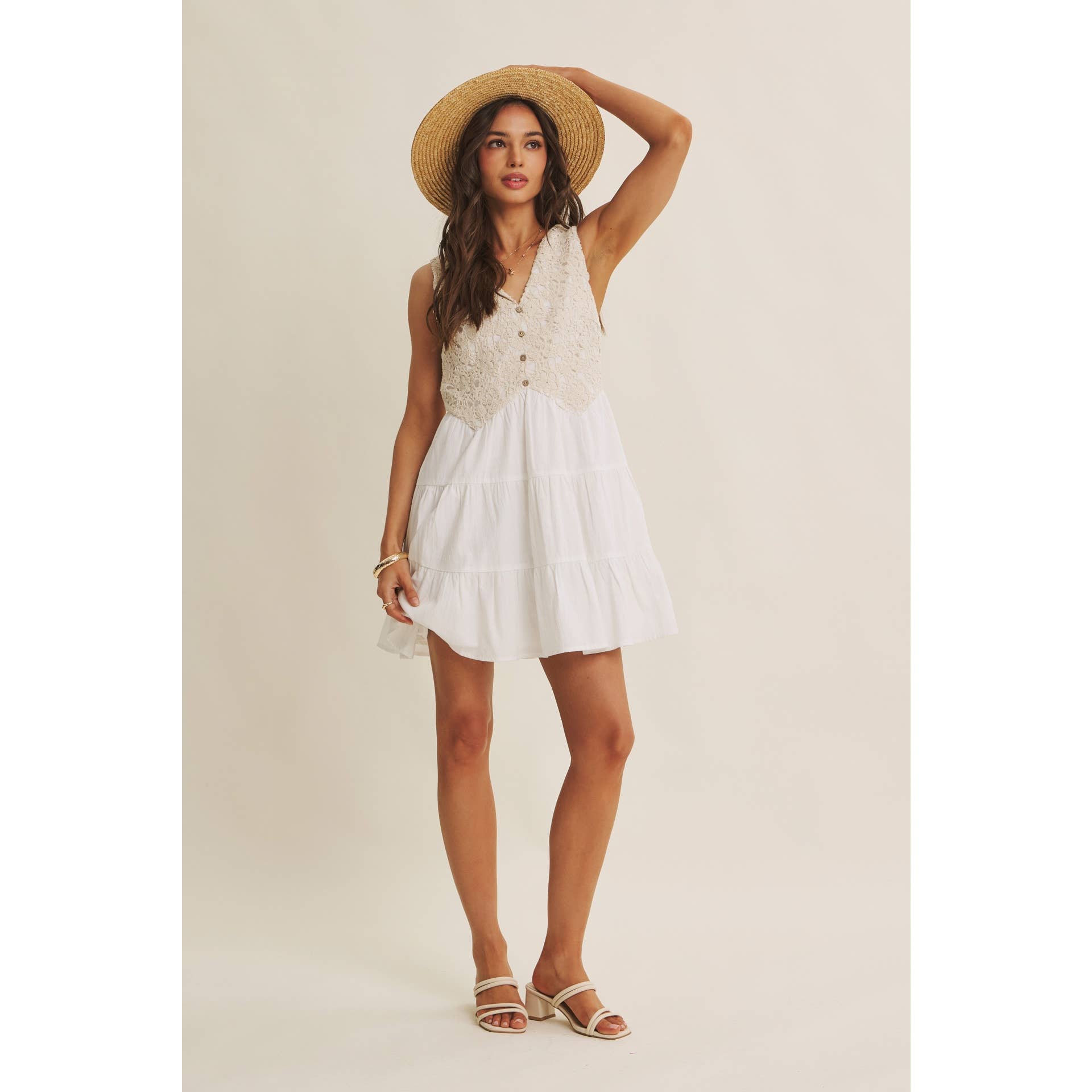 Josephine Cotton Crochet Mini Dress