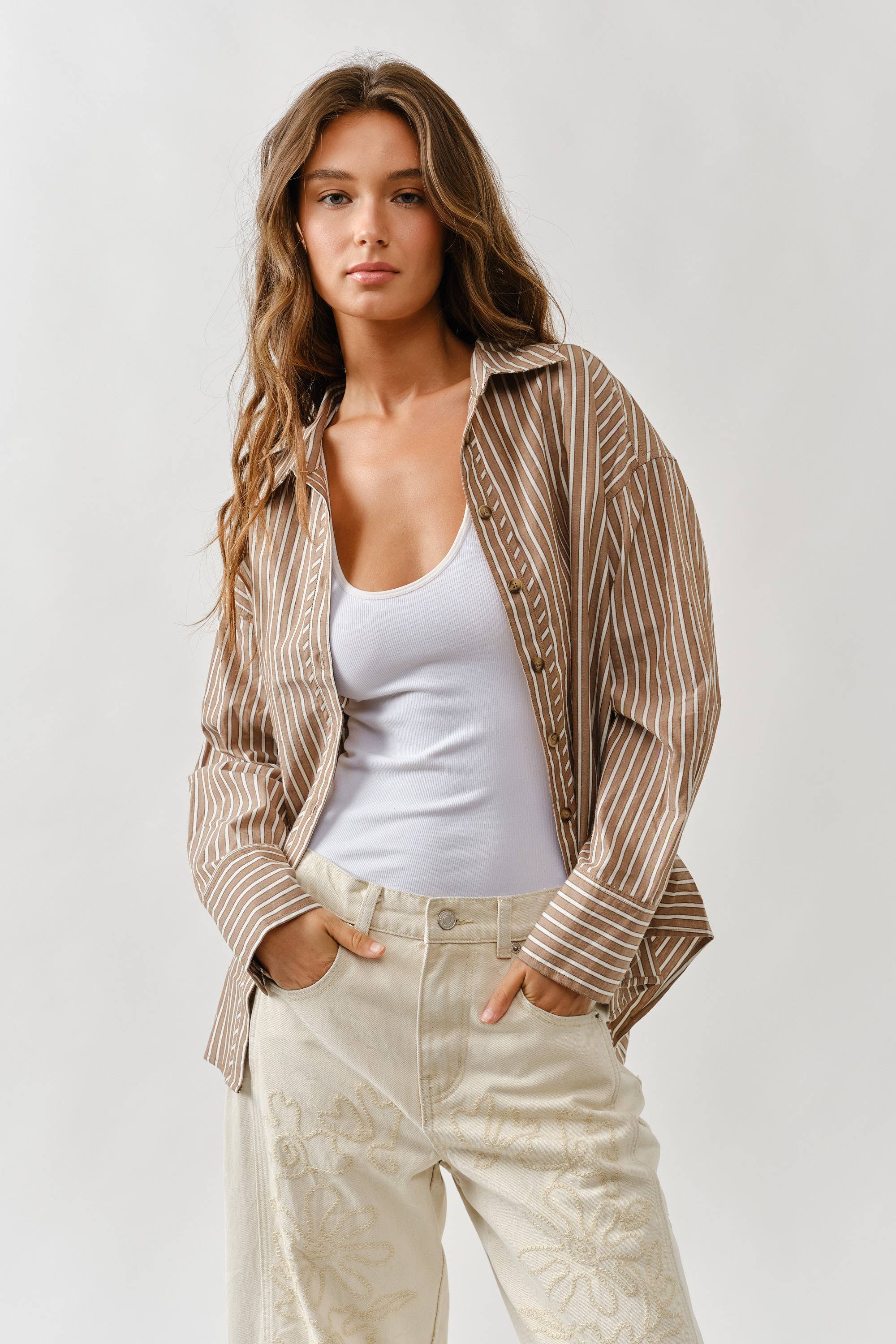 Jane Oversized Striped Button Down