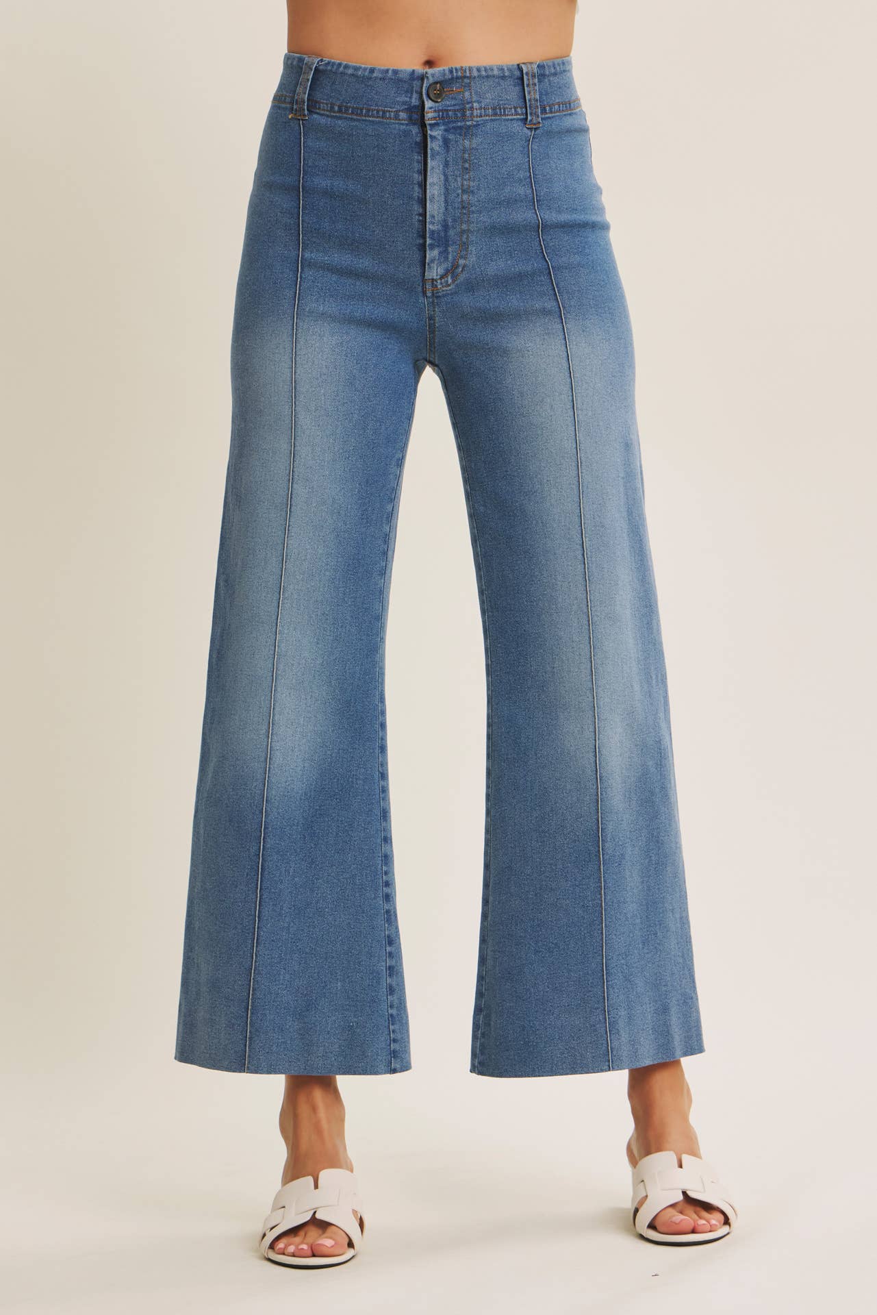 Monroe Pintuck Ankle Length Wide Leg Jean