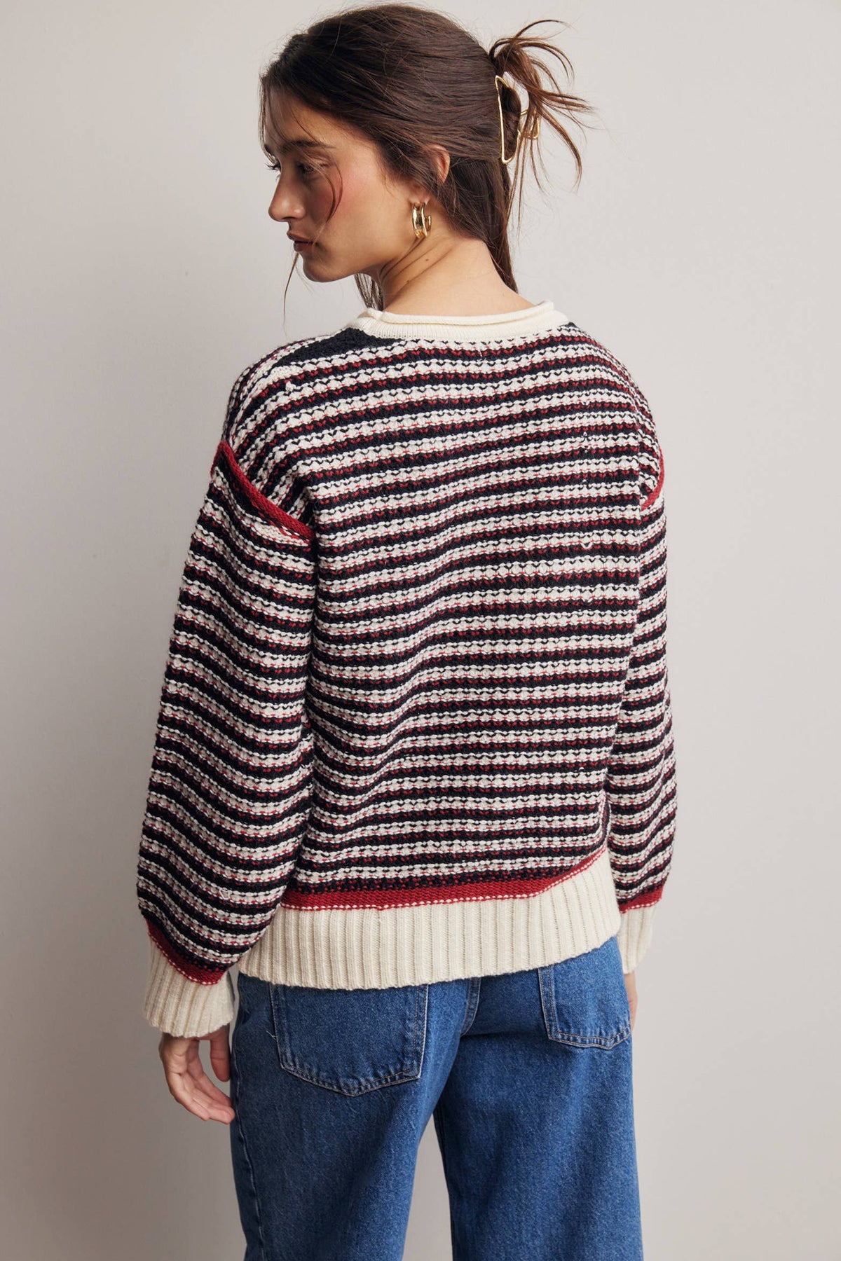 Amelia Striped Textured Sweater