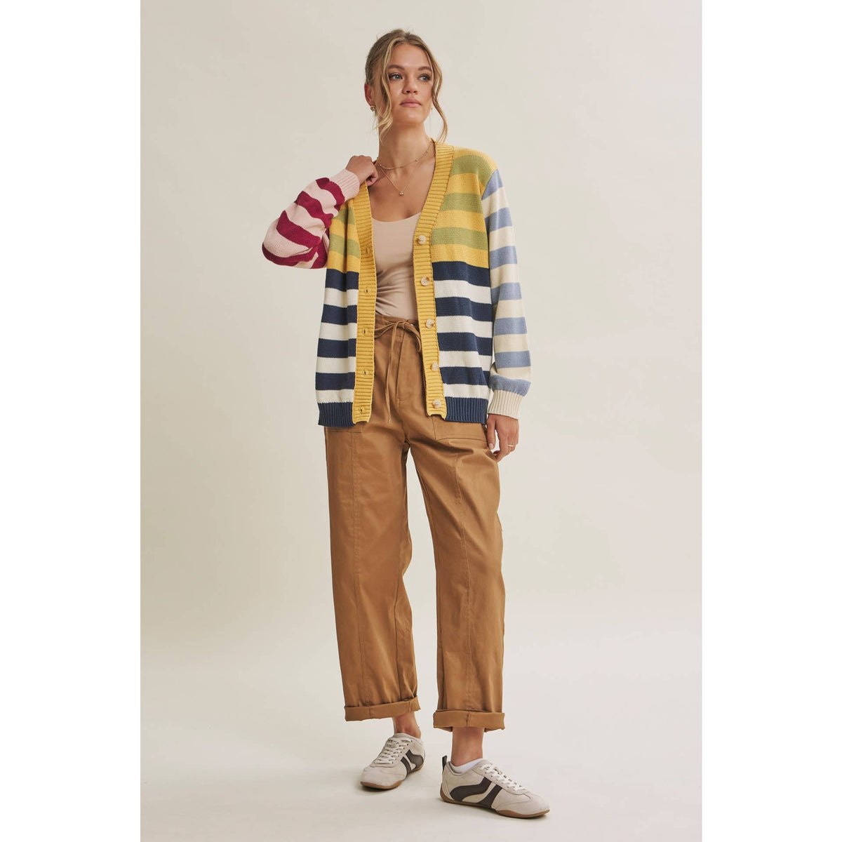 Sally Colorblock Striped Cardigan