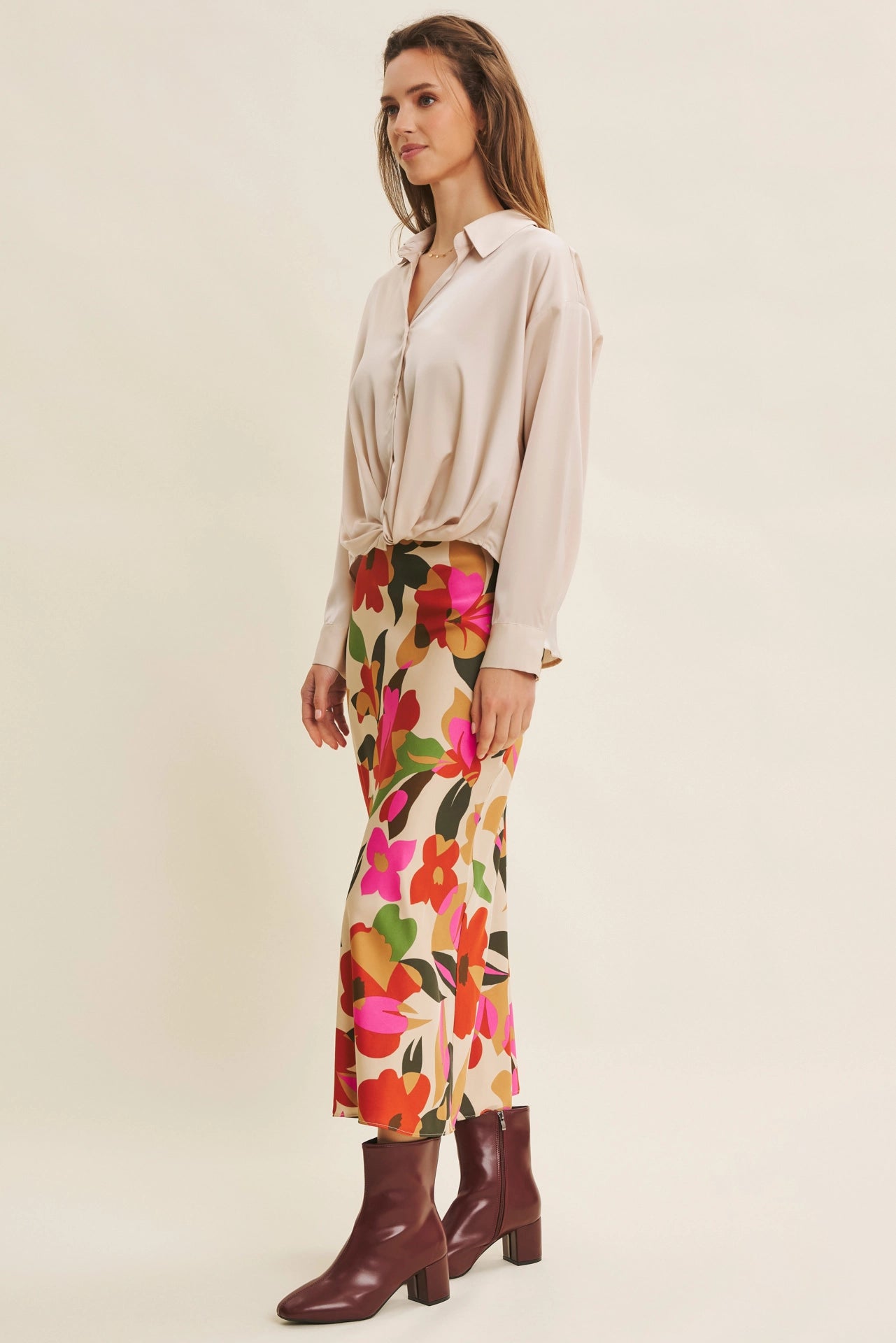 Bianca Knotted Satin Shirt