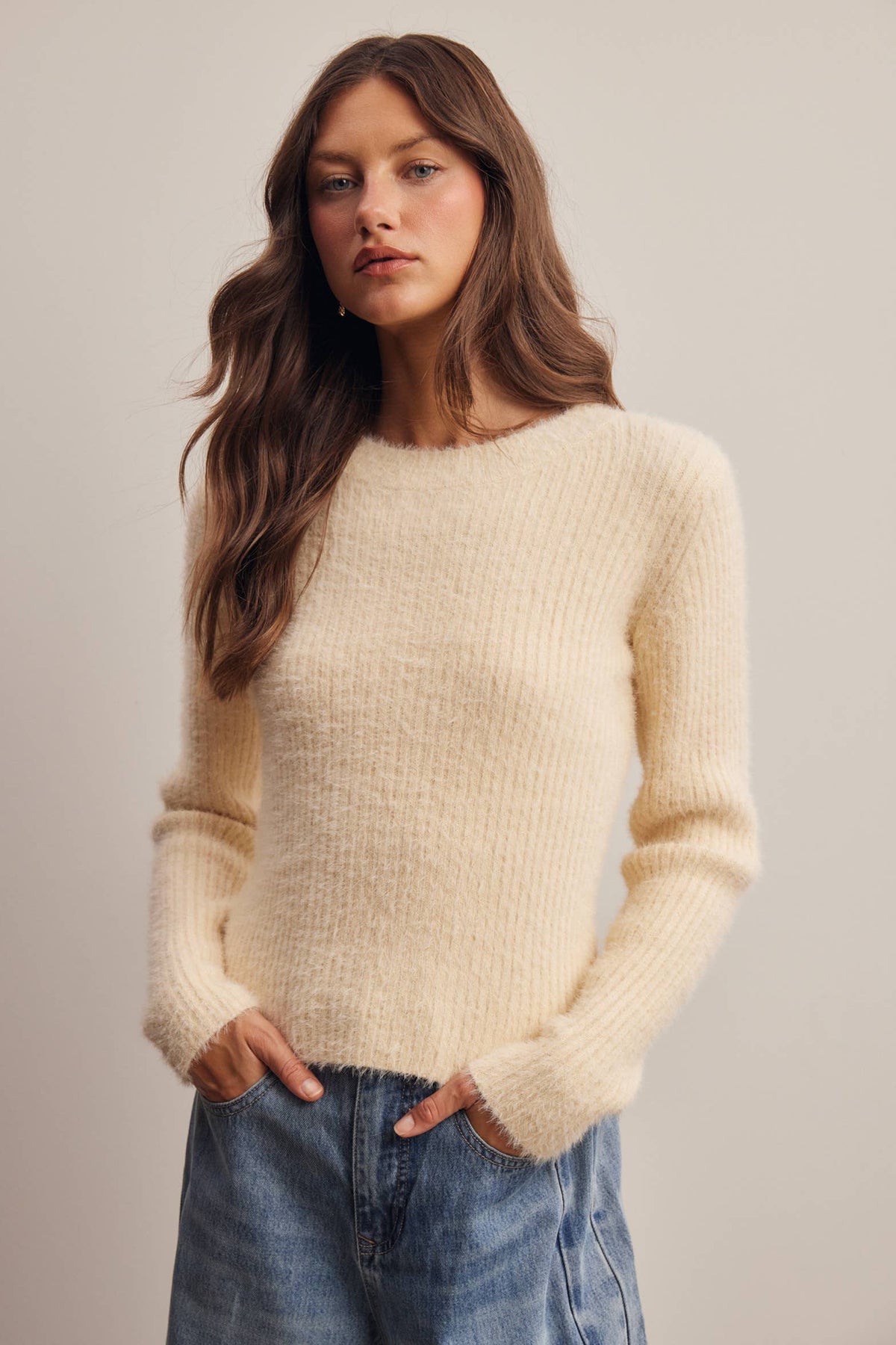 Brielle Brushed Rib Knit Sweater