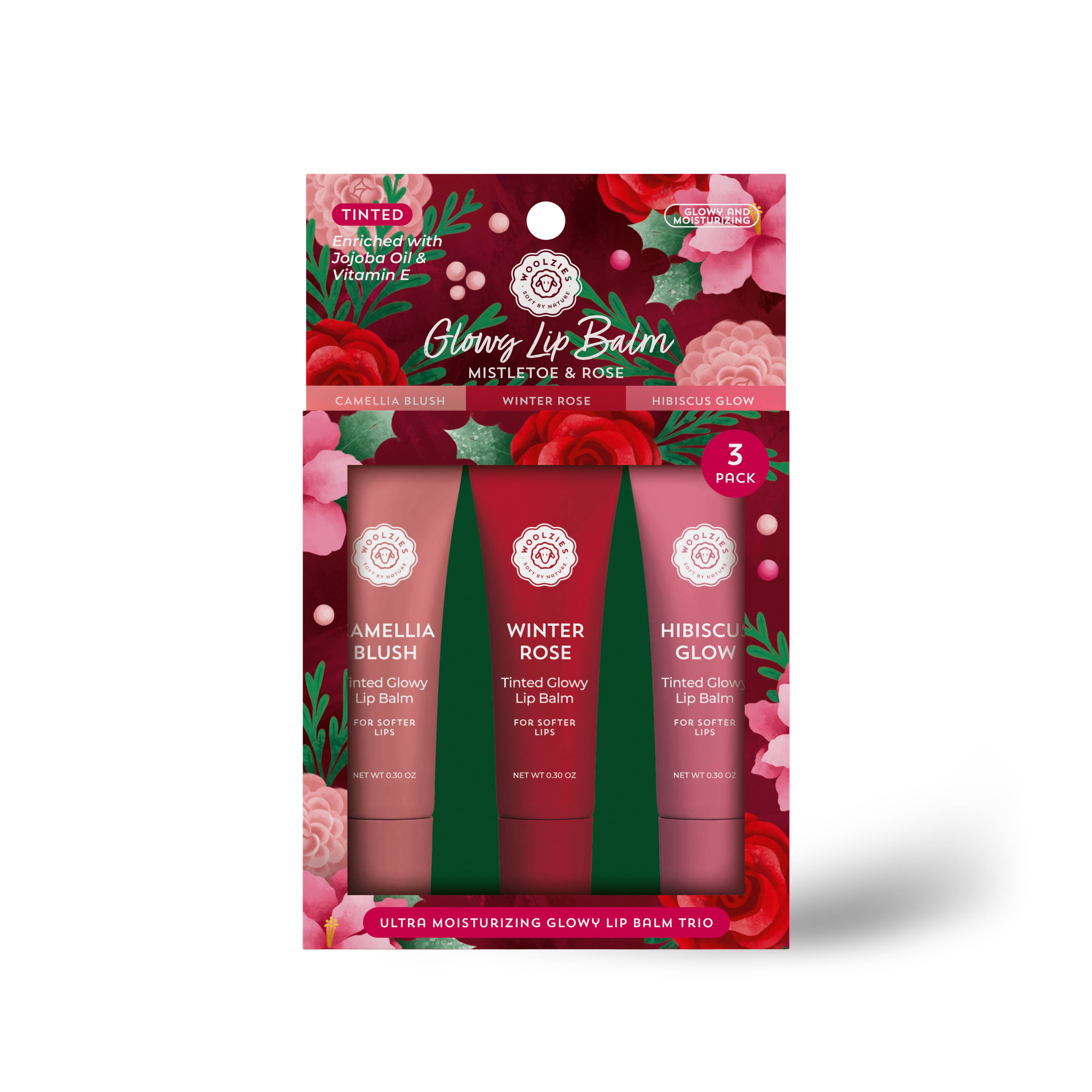 Glowy Lip Balm Trio - Mistletoe & Rose