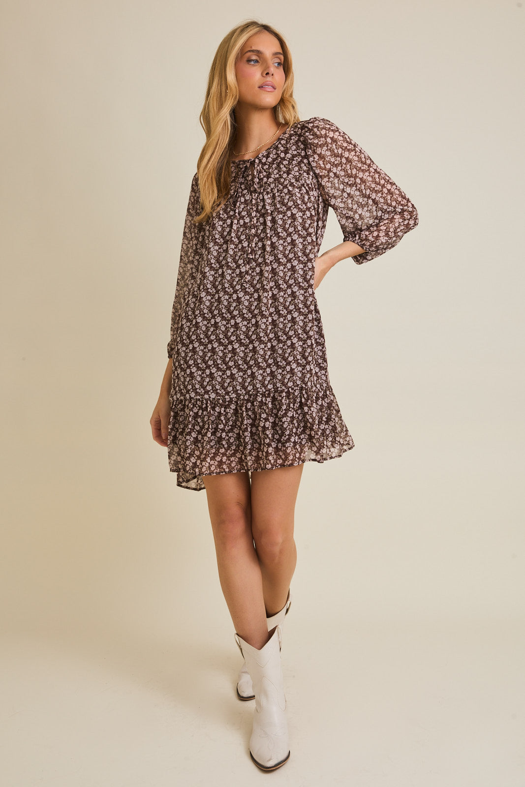 Gemma Flared Hem Floral Mini Dress