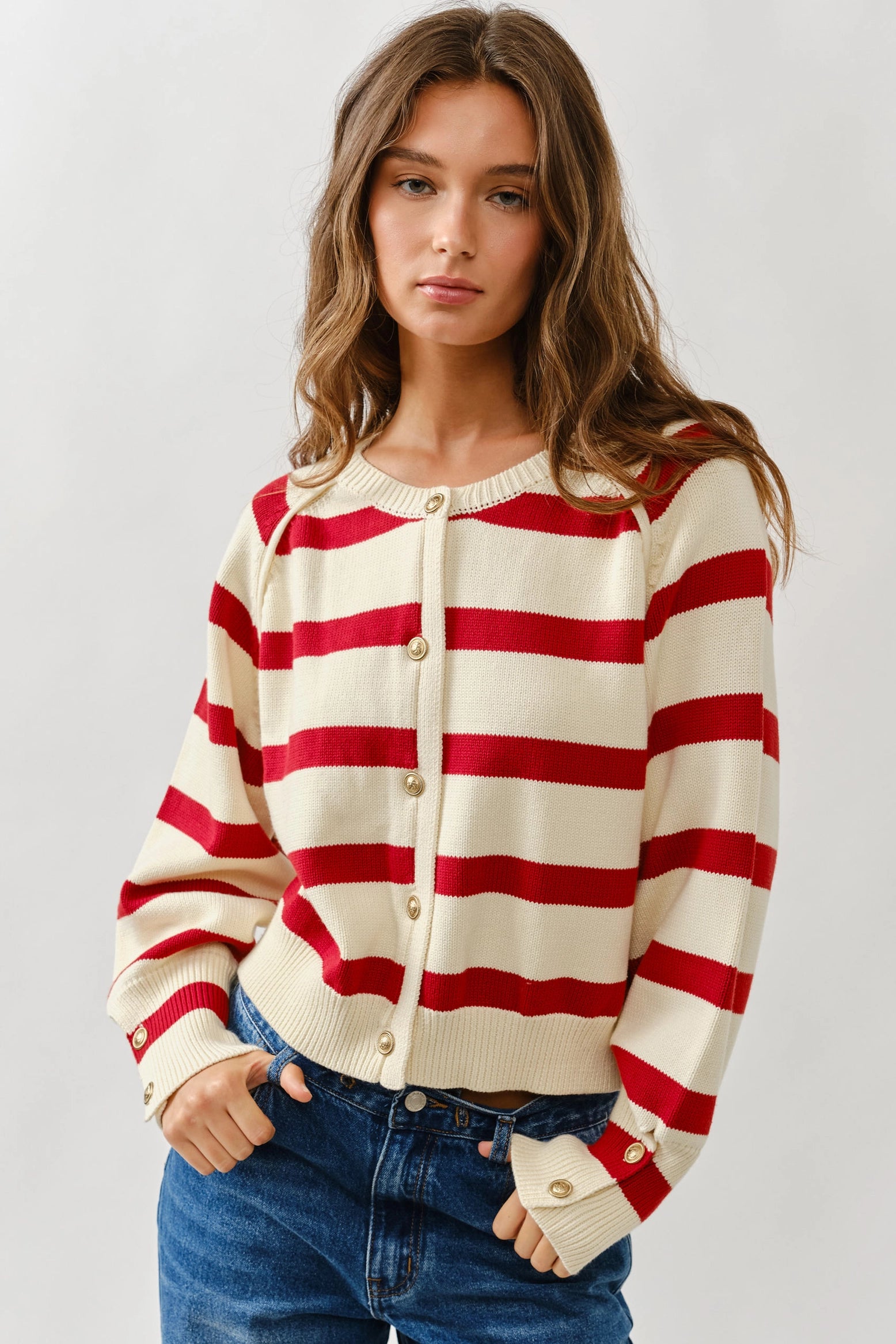 Dani Striped Raglan Cardigan