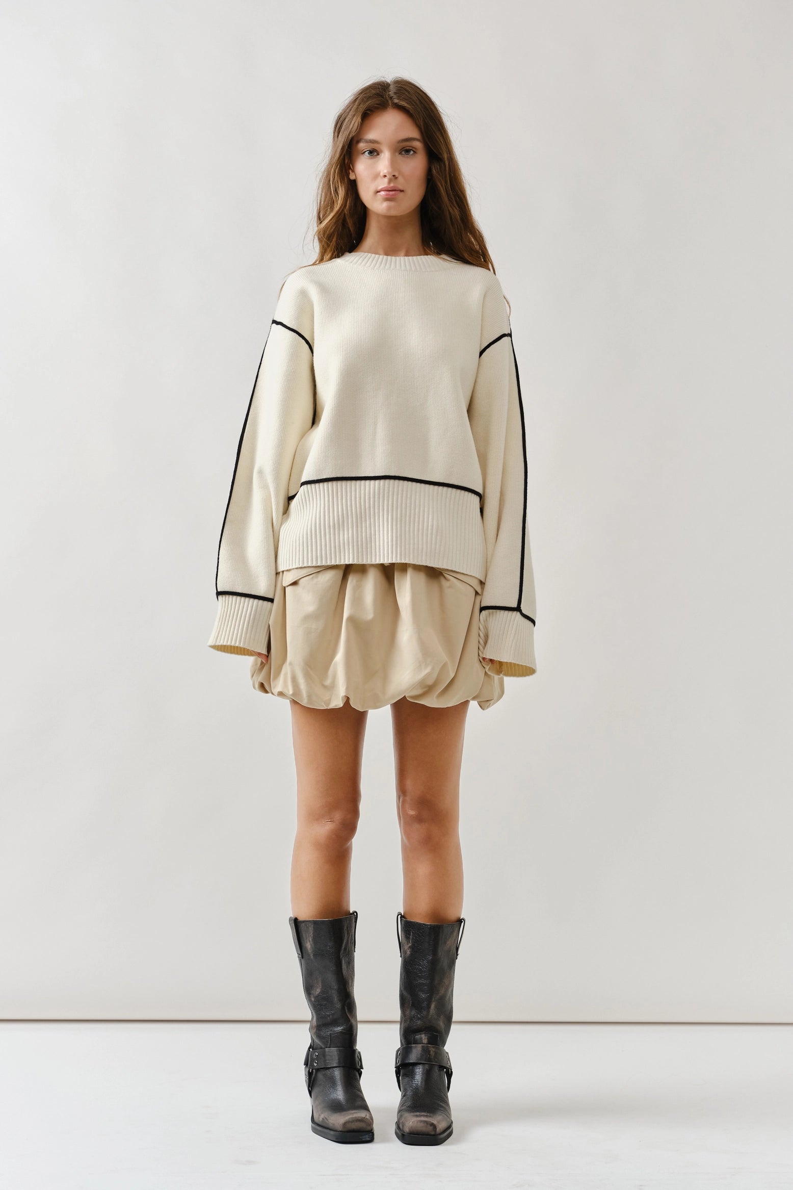 Abby Oversized Contrast Stitched Sweater