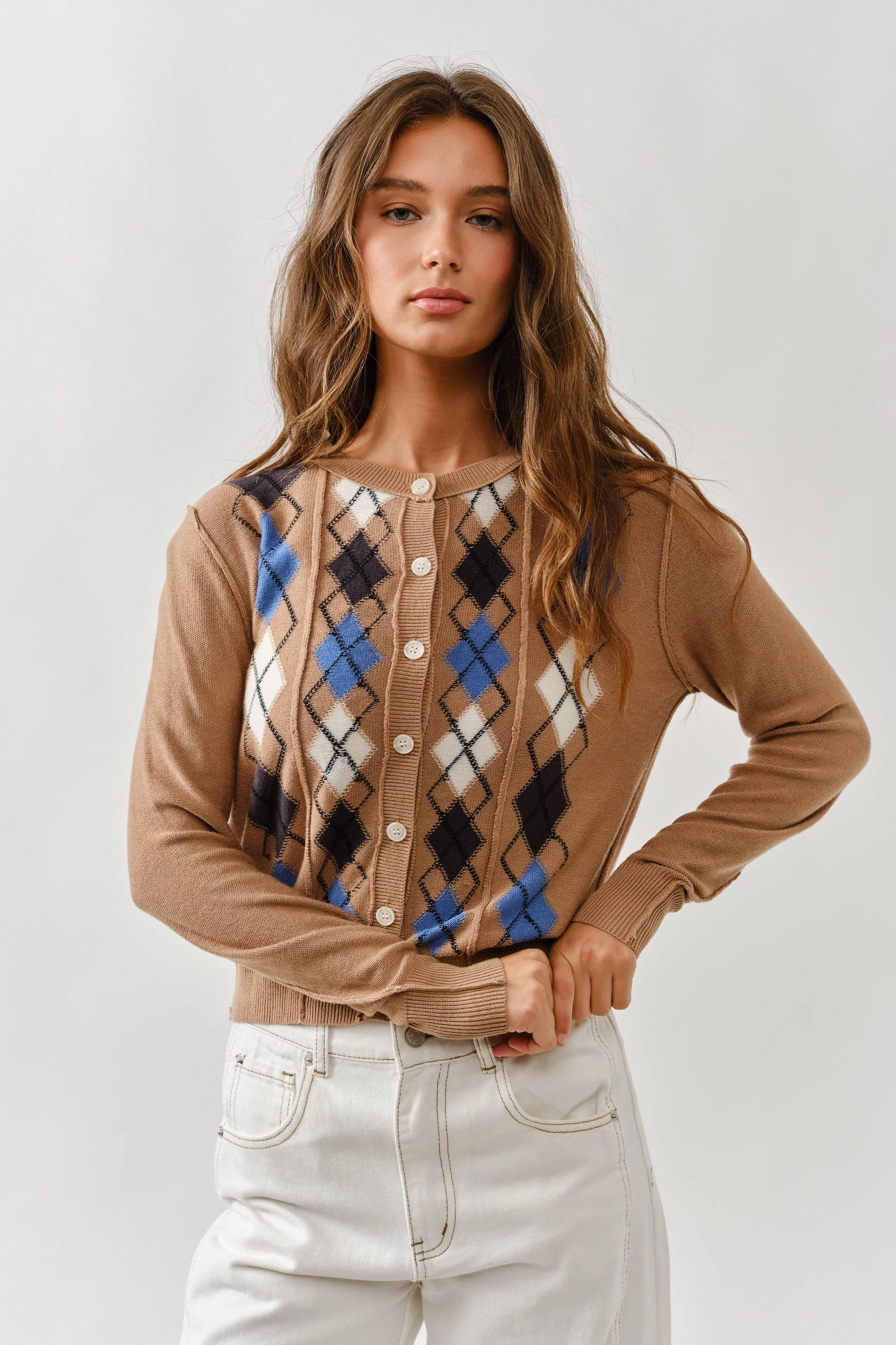 Mary Relaxed Fit Argyle Cardigan