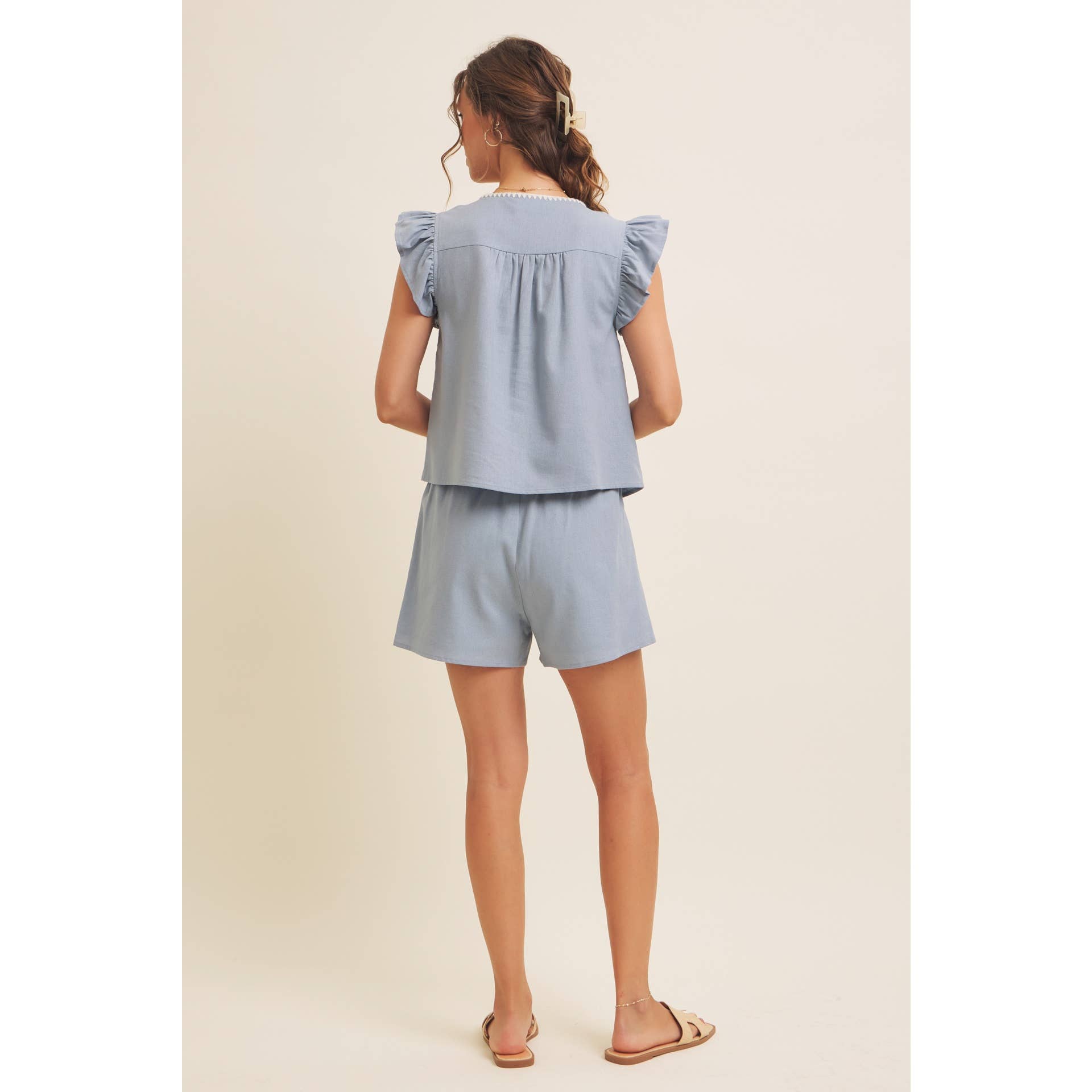 Riley Embroidered Linen Shorts