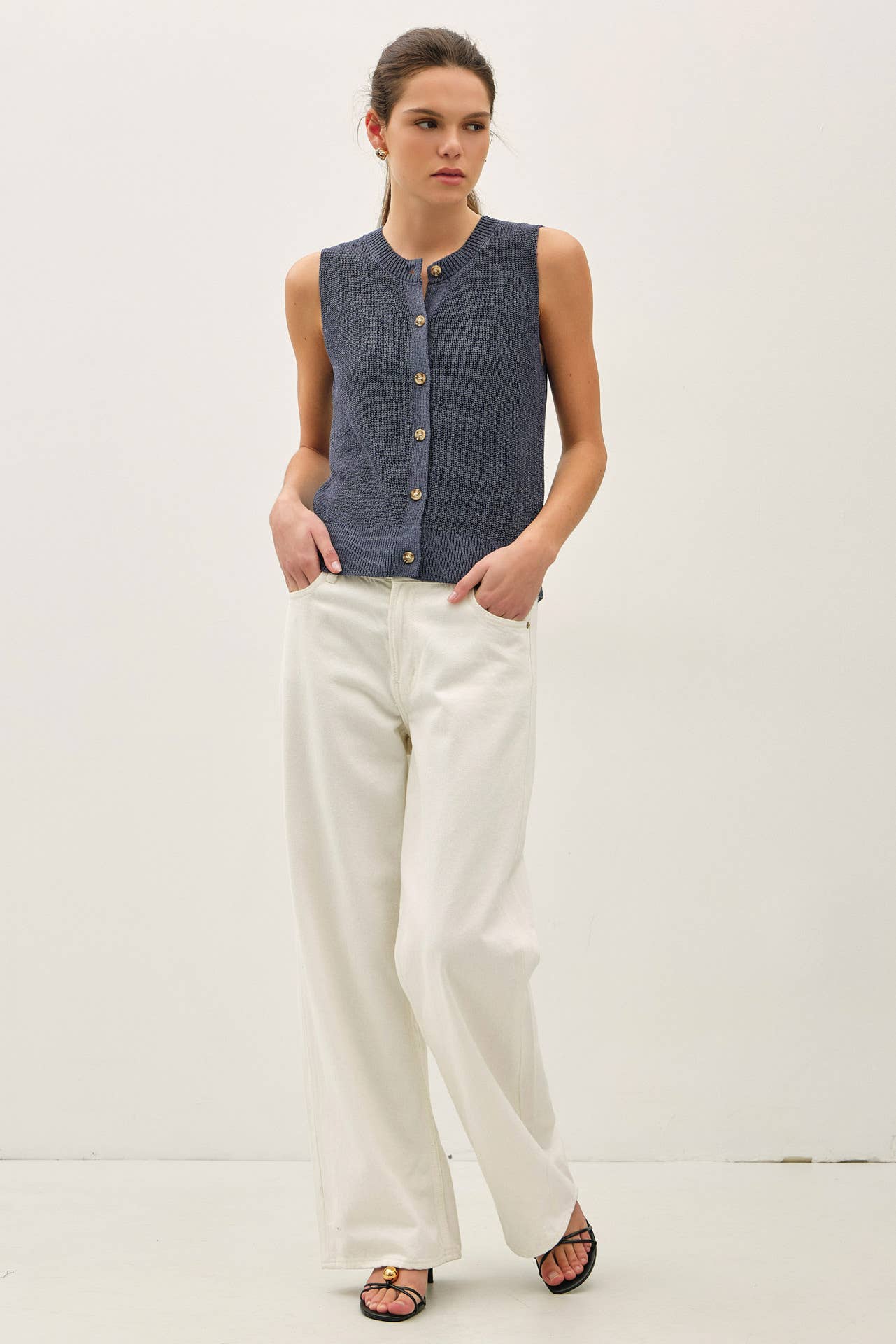 Arianna Button Down Sweater Tank
