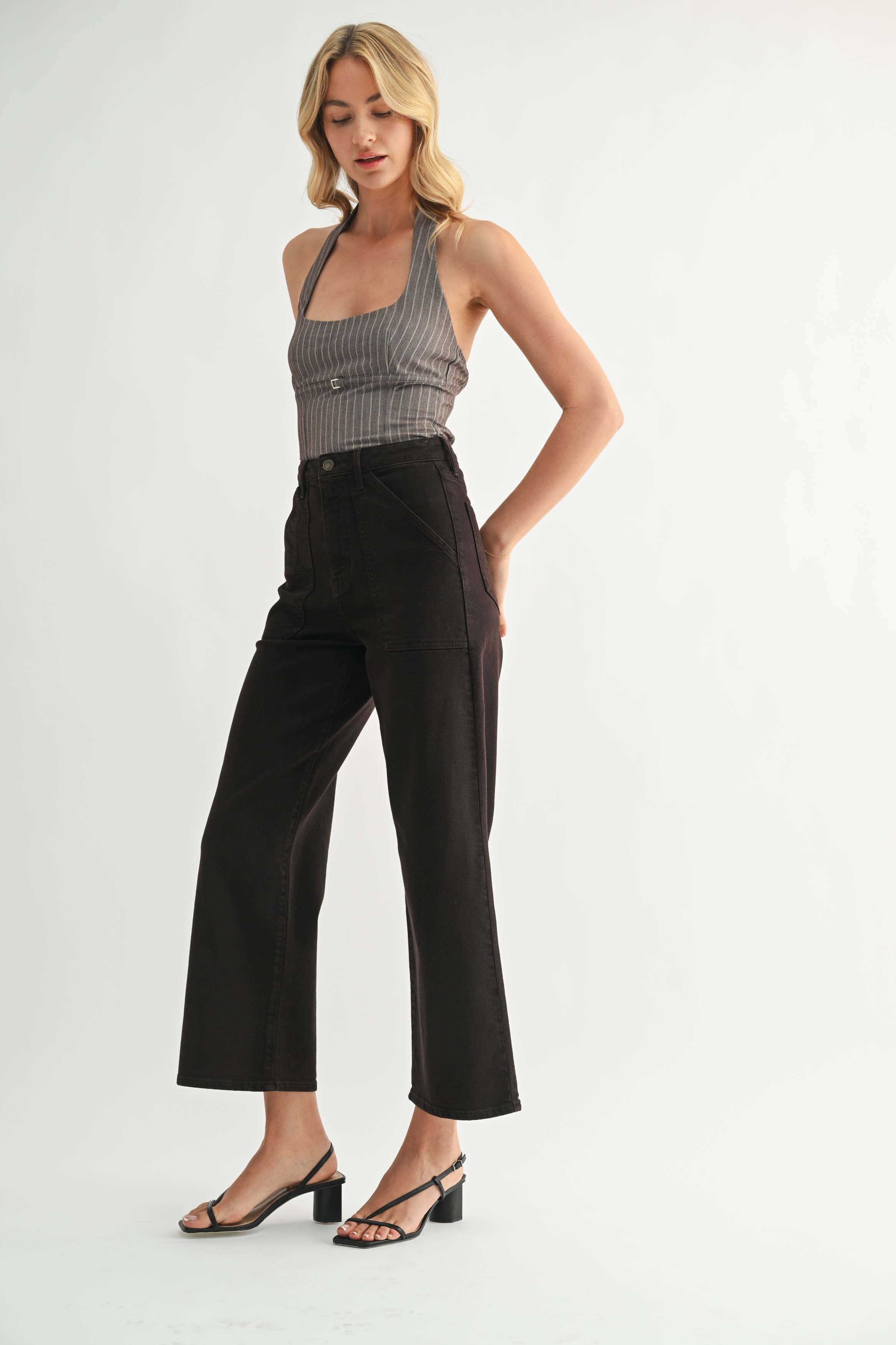 Rory Cargo Pocket Wide Leg Pant in Chocolate