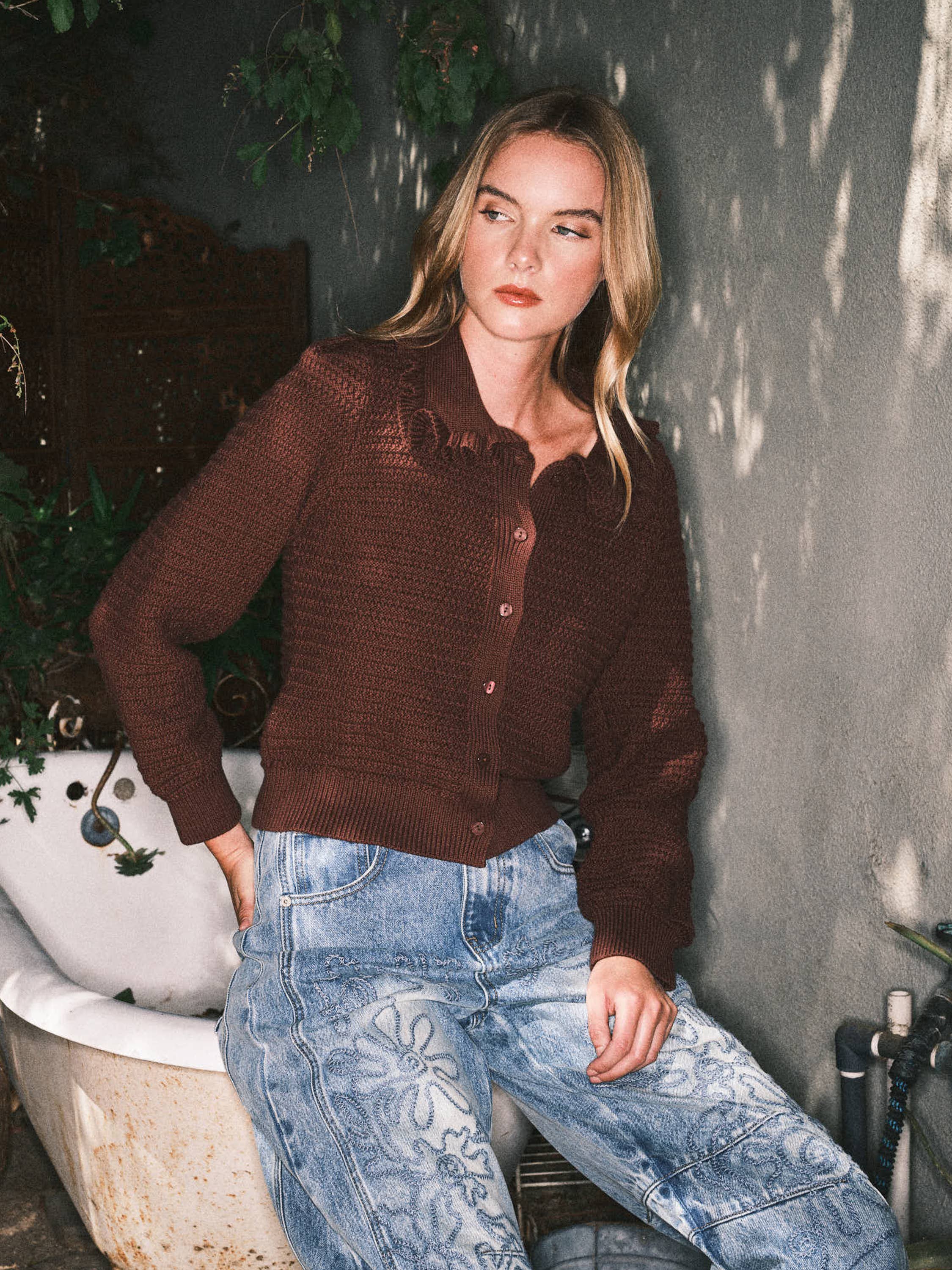 Dolly Ruffle Collar Cardigan