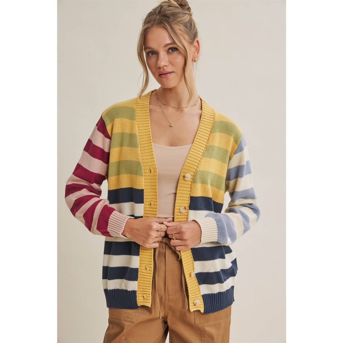 Sally Colorblock Striped Cardigan