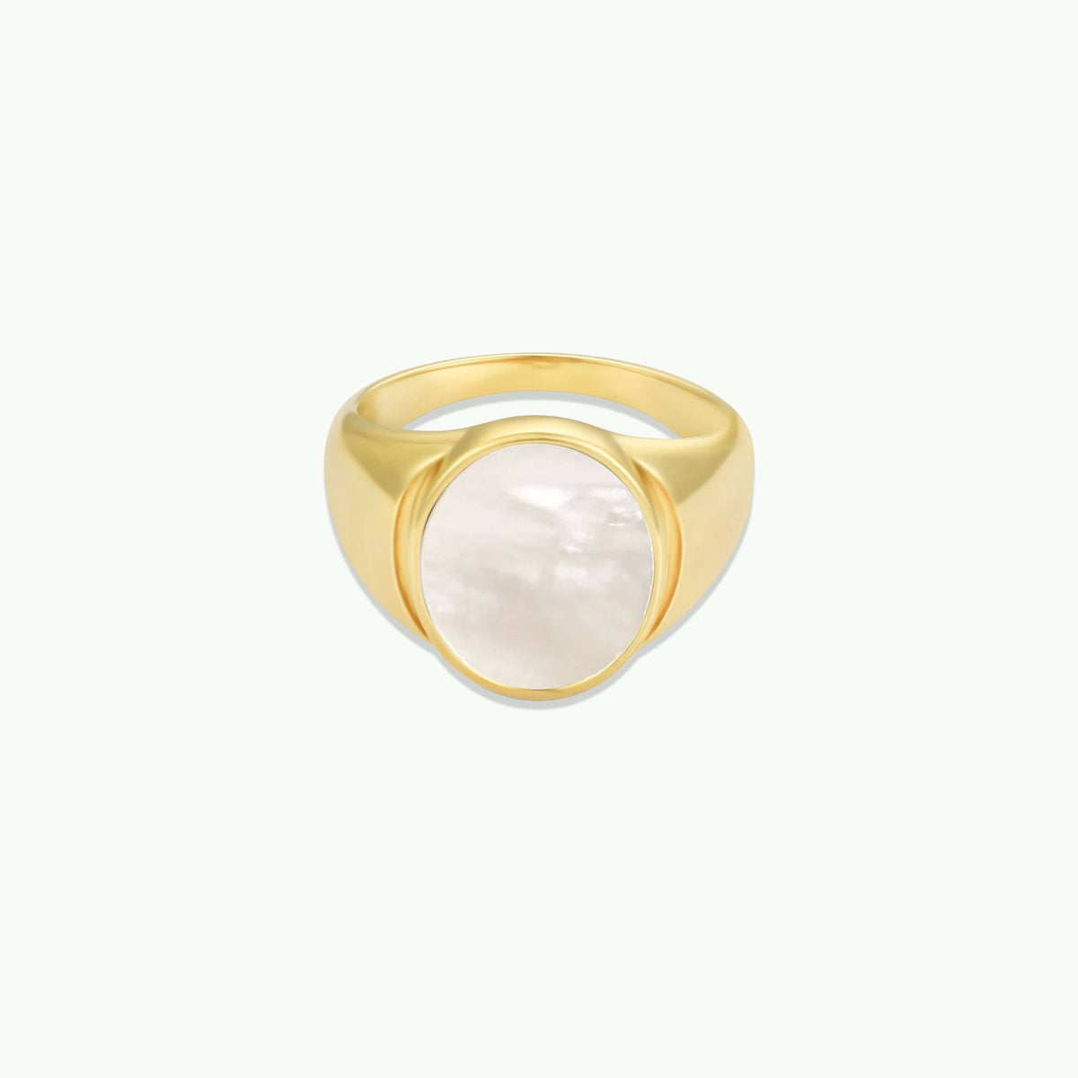 Gold Mother of Pearl Signet Ring