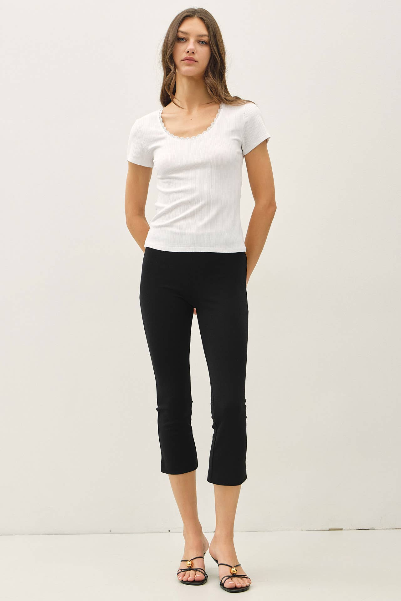 Paris Ribbed Lace Trimmed Tee