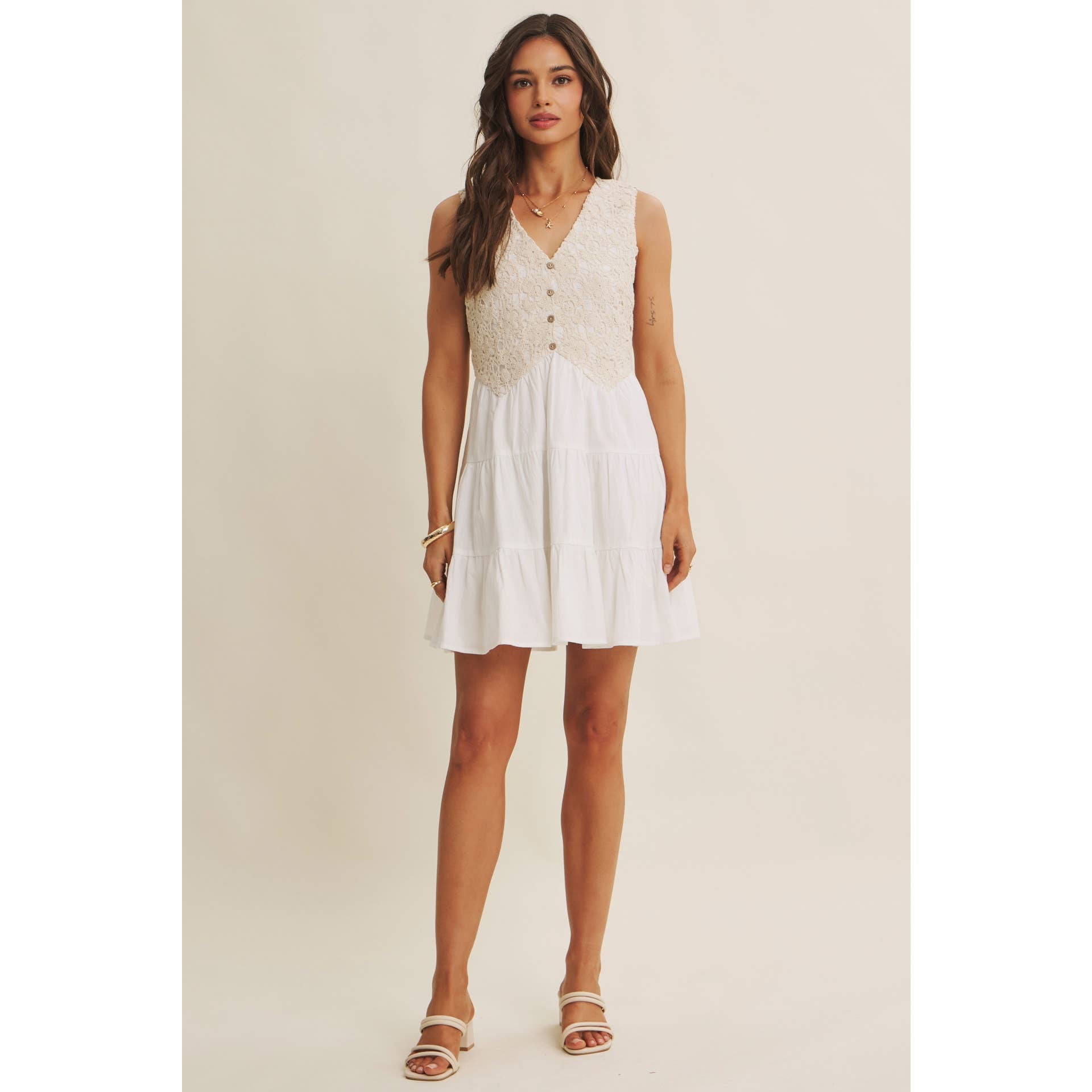 Josephine Cotton Crochet Mini Dress